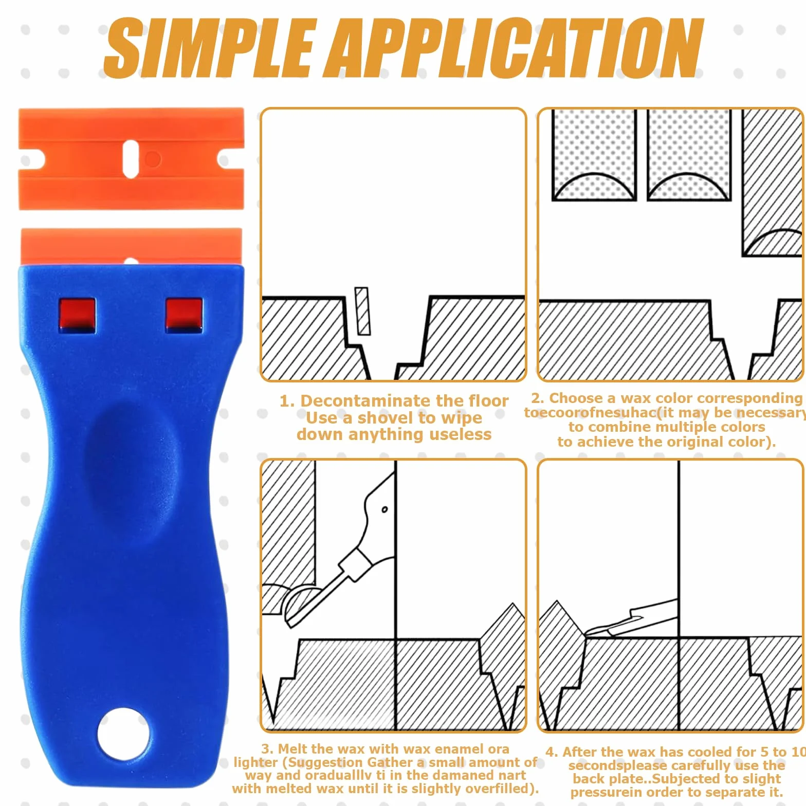 Juego de reparación de cera de 6 piezas: cera de reparación de muebles con espátula y rascador, cera dura, baldosas, parqué, azulejos, roble, cera de madera para arañazos, agujeros, reparación