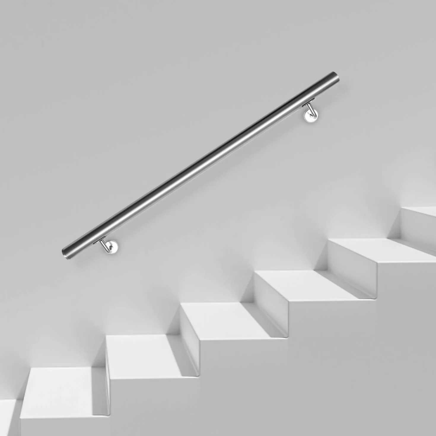 Pasamanos de acero inoxidable, pasamanos antideslizante, 80 cm, pasamanos de pared para exterior e interior con soportes de pared, material de montaje