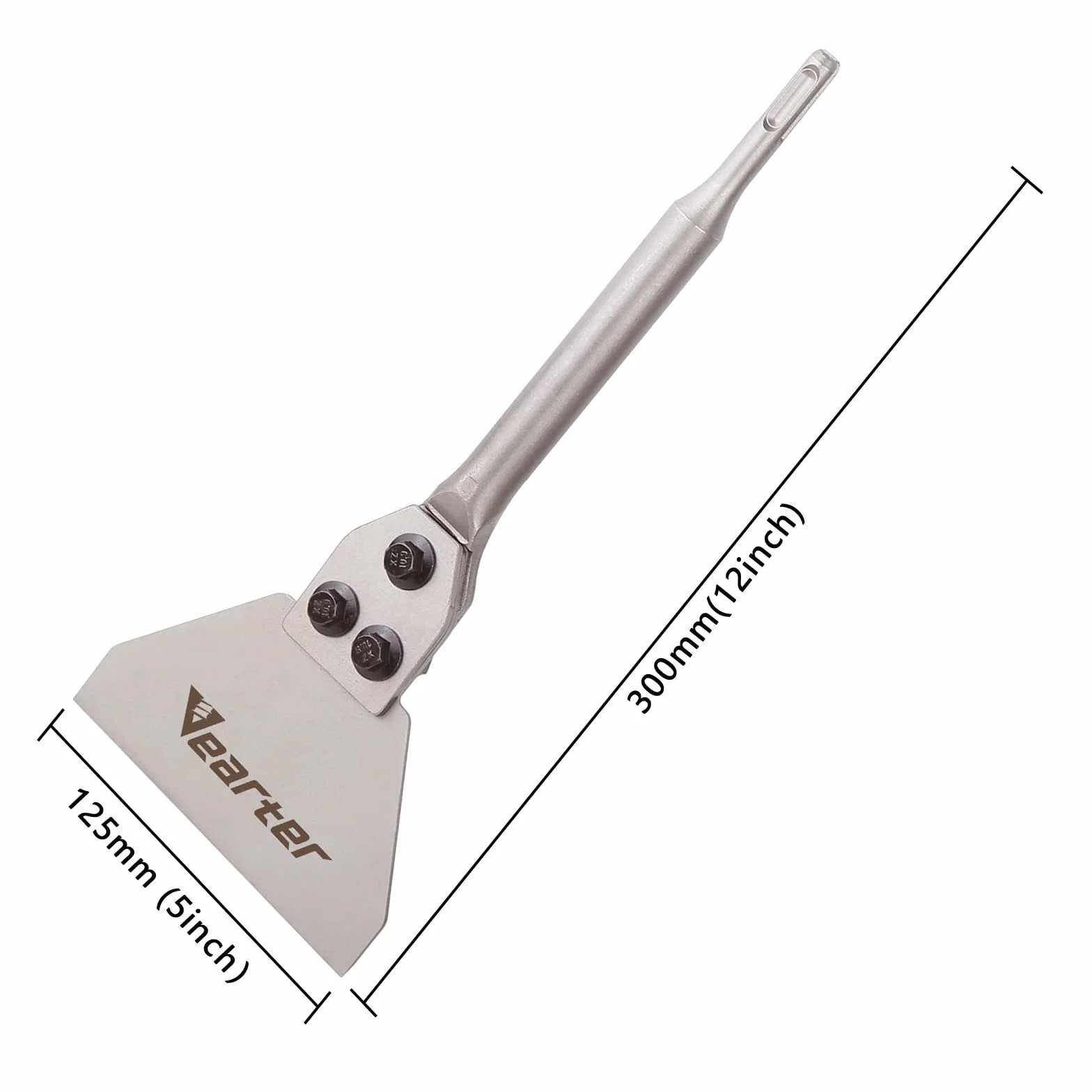 Cincel para paletas SDS Plus, rascador de suelo (300 x 125 mm, eje 40CrMo, cincel para baldosas, adhesivo de suelo, linóleo, adhesivo para baldosas