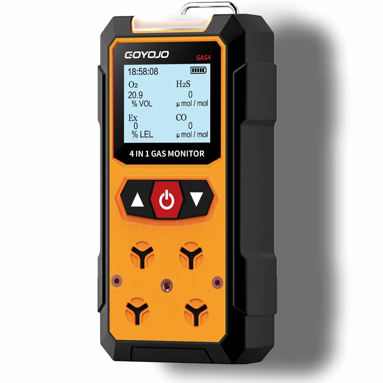 GOYOJO Detector de Fugas de Gas 4en1 (H2S,EX,O2,CO)Monitor de Seguridad Confiable para el Hogar y el Lugar de Trabajo con Detección Precisa, Recargable, Construcción Resistente y Alertas Instantáneas