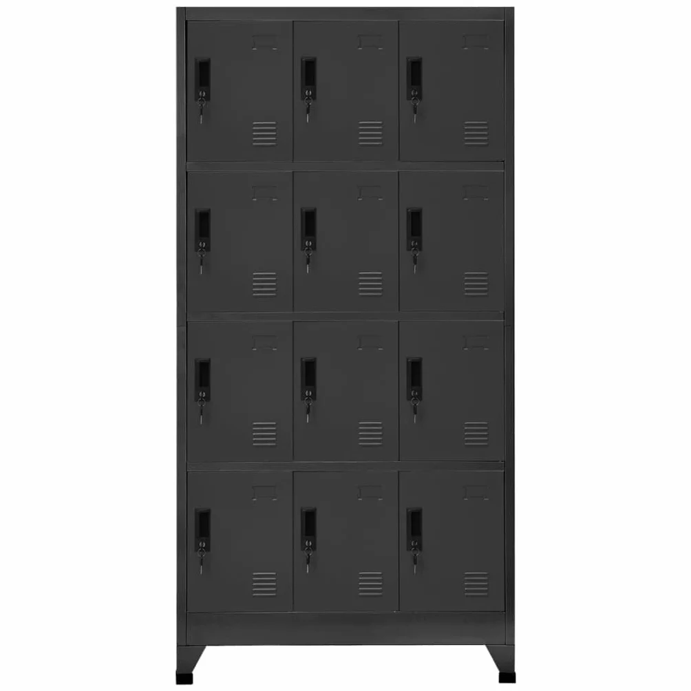 vidaXL Armario Taquilla de Acero Gris Antracita 90x45x180 cm Almacenamiento Oficina