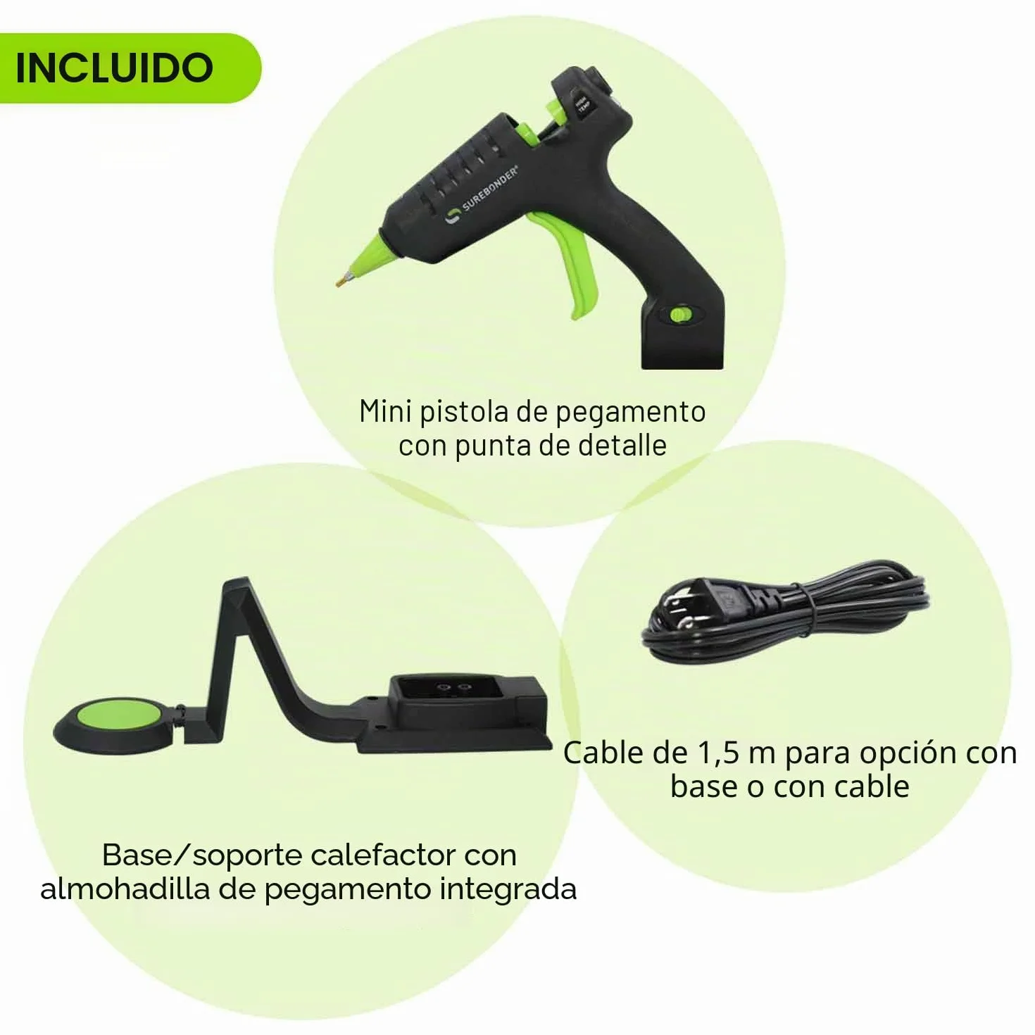 Surebonder Pistola de pegamento mini inalámbrica 20 vatios - Negro - Detail - Perfecto para proyectos detallados y bricolaje - Con punta de detalle extendida y seguridad integrada