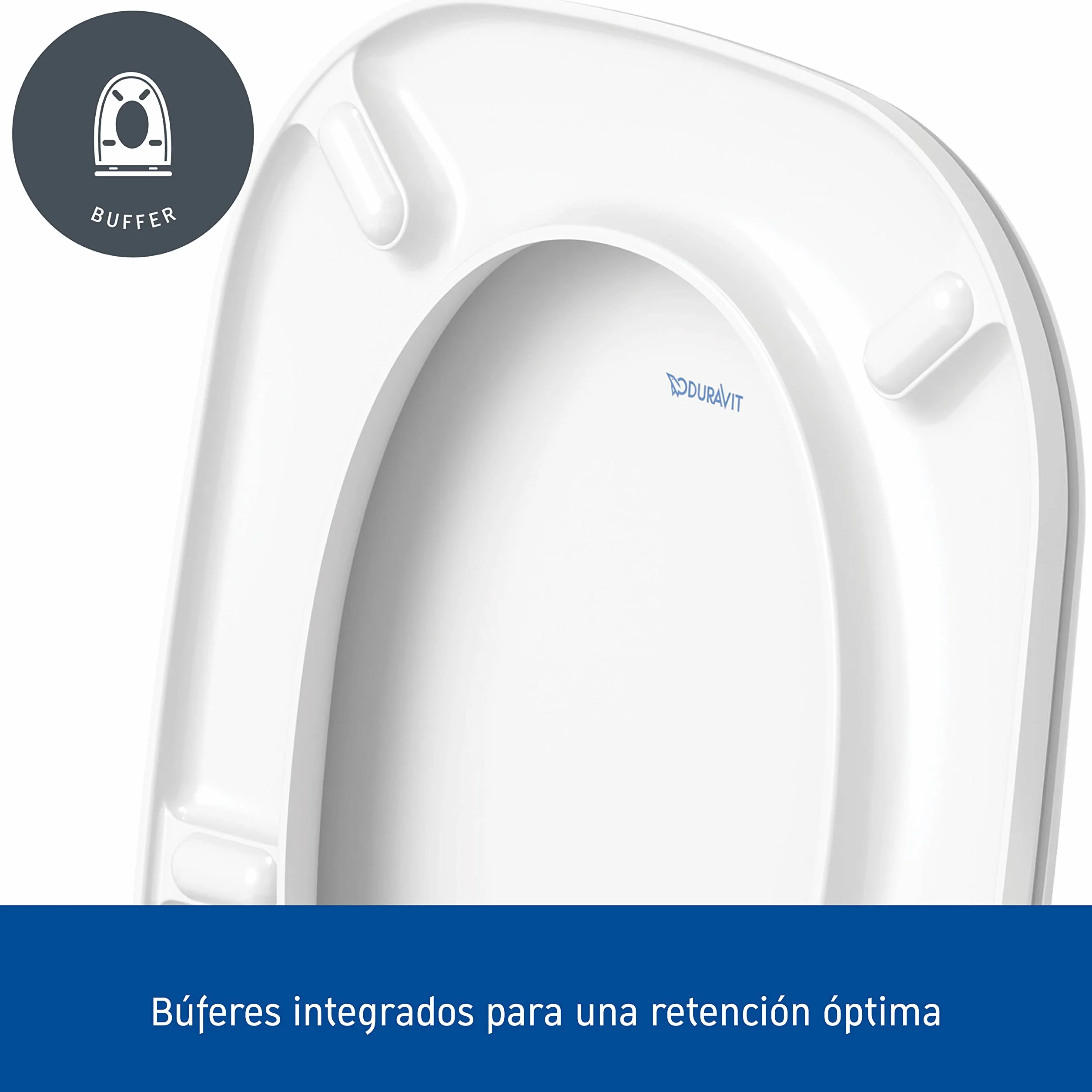 Duravit D-Code tapa WC, asiento de inodoro de urea duroplast, tapadera wc con bisagras de acero inoxidable, tapa de wc en forma de D, tapa de inodoro blanco
