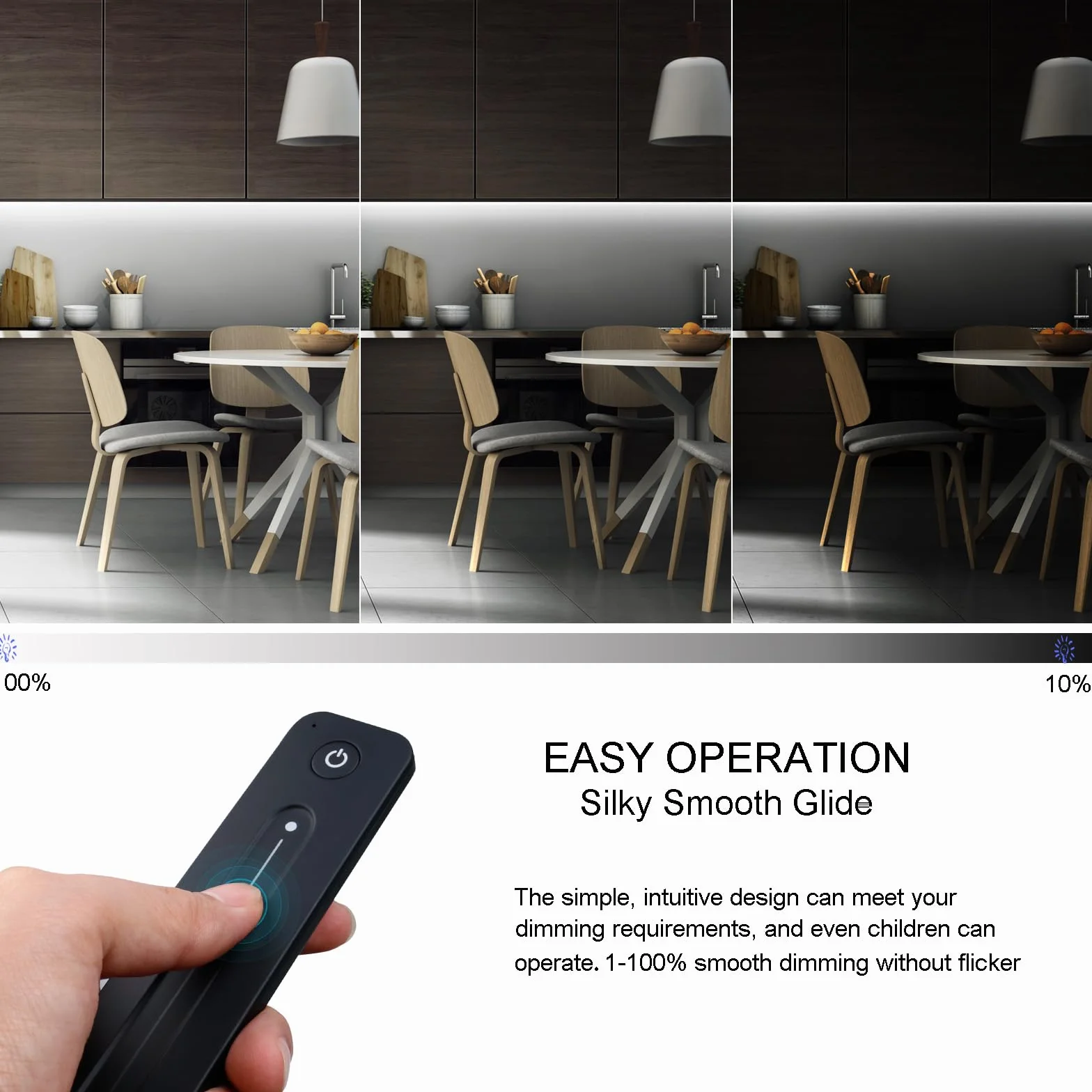 JOYLIT Dimmer LED con Mando a Distancia DC 5V-36V 8A 1 Channel, Montado en Pared 2.4GHz RF Regulador Touch Interruptor LED para un Solo Color Ajuste del Brillo, ON/OFF Switch