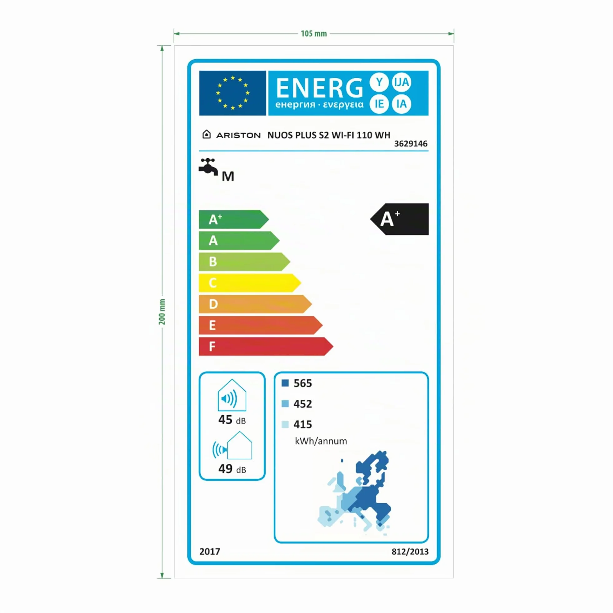Ariston Nuos Plus S2 Wifi - Termo 80 Litros con Bomba de Calor, Calentador de Agua Bajo Consumo, Control con App, Compatible con Alexa, Clase A+ (A+/F) - Servicio Post-Venta solo Disponible en España