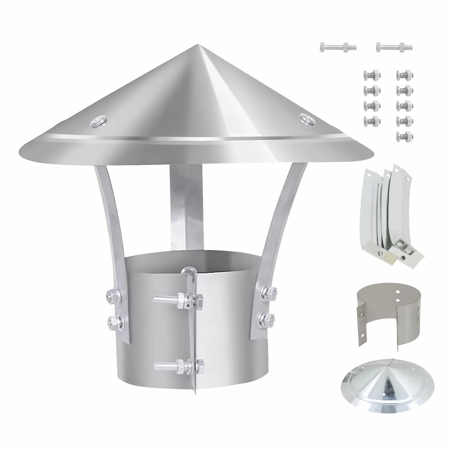 Tapa De Chimenea 80-300 Mm Sombrerete Antilluvia Redonda, Tapa De Cubierta De Acero Inoxidable, Protector De Pájaro Para Chimenea, Para Techo Ventilación(180 mm(7.09 in))