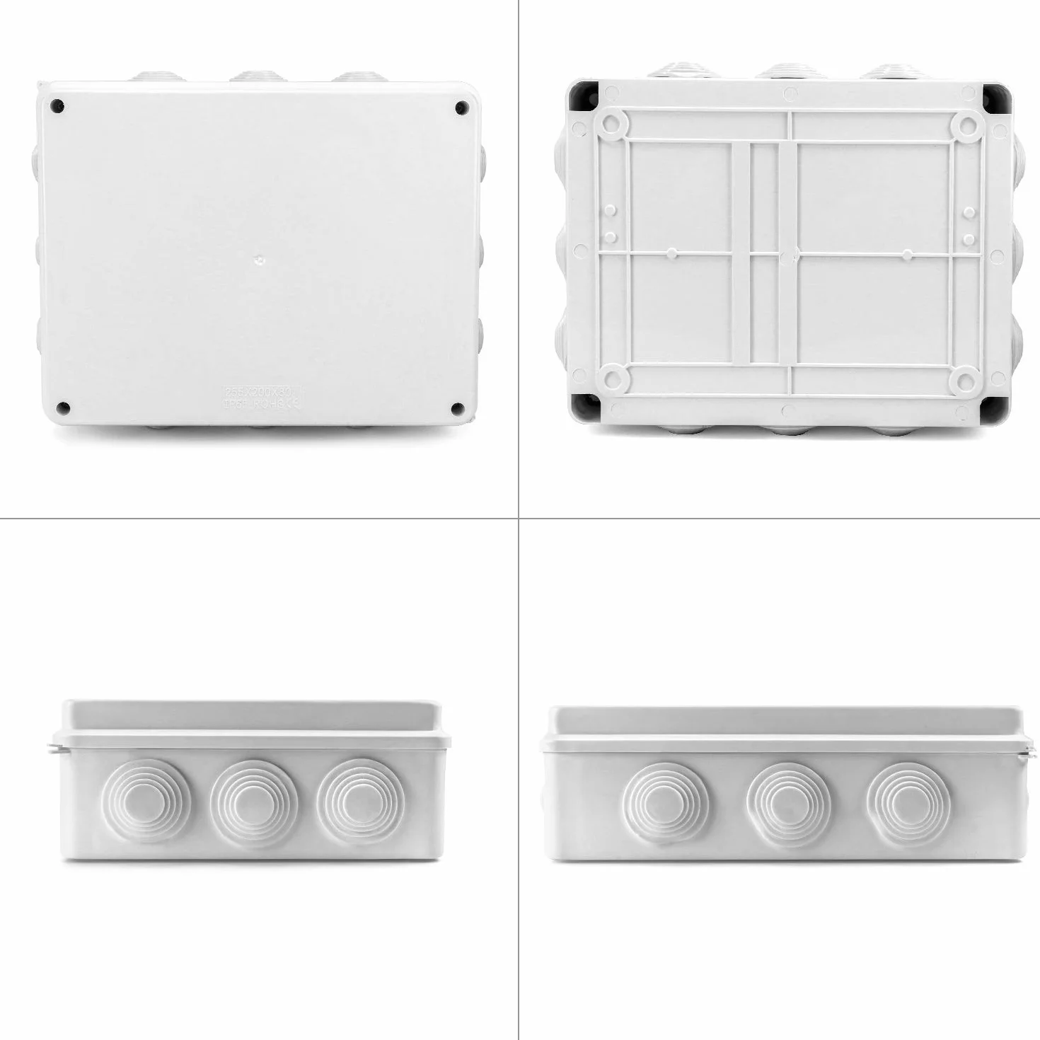 QWORK® Caja de derivación 255 x 200 x 80 mm, para exterior iluminación cable de conexión eléctrica, IP65, plástico ABS, blanco