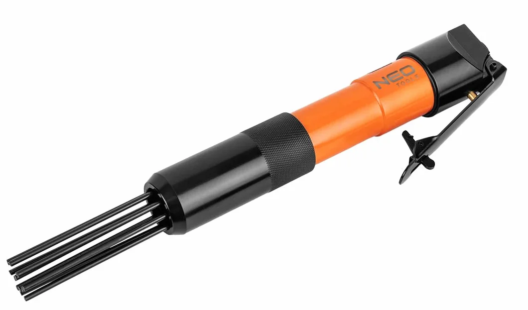 NEO TOOLS Martillo de aguja para óxido y soldadura, 12 x 3 mm, presión de trabajo 6,3 bar, consumo medio de aire 125 l/min, 4000 trazos/min, conexión, 1/4", peso 1,30 kg, CE