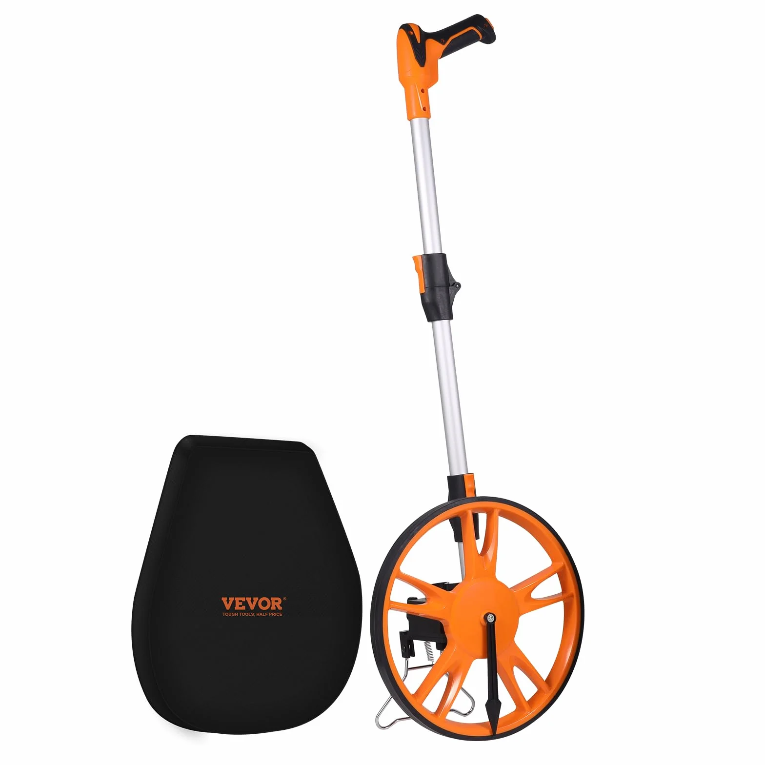 VEVOR Odómetro de Rueda para Medición de Distancia Diámetro de Rueda de 317,5mm Topómetro Medición de Distancia Mango Telescópico de 100-40cm Rango de Medición de 99999,9 pies con Mochila para Caminos