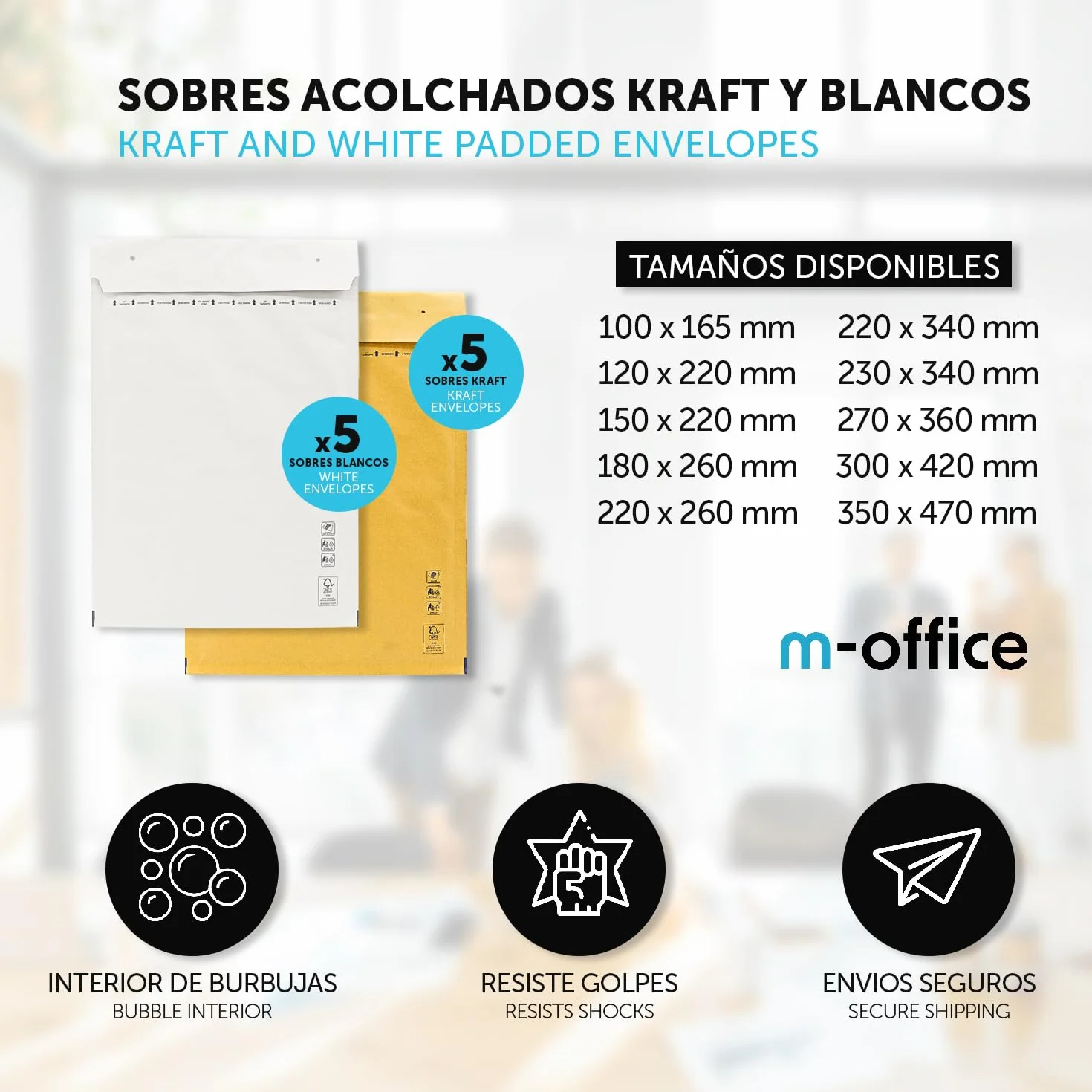 Sobres Acolchados Kraft y Blanco para Envíos 150x220mm 10uds