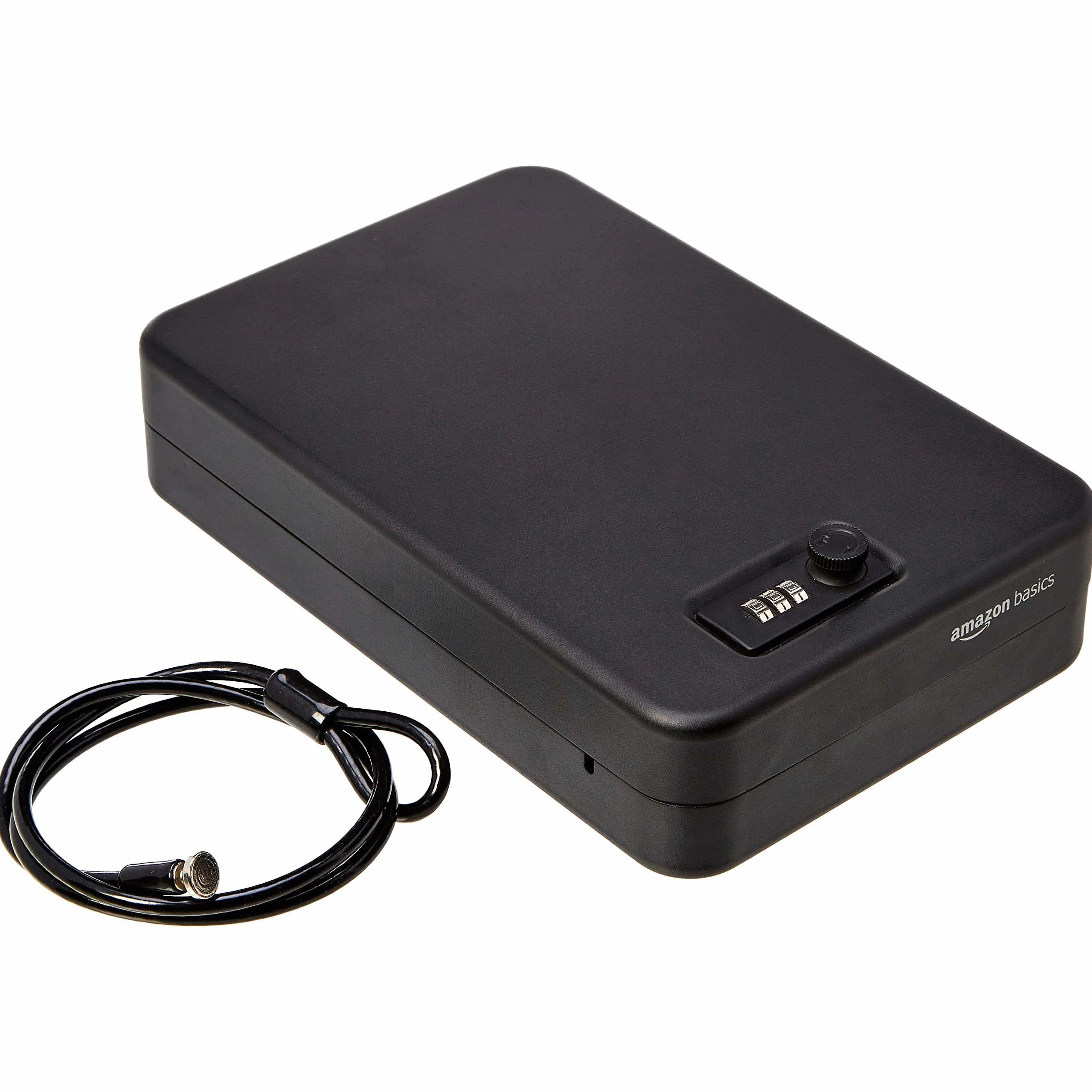 Amazon Basics Caja de Seguridad portátil con Cerradura de combinación para Documentos y Joyas, XXL, Color Negro