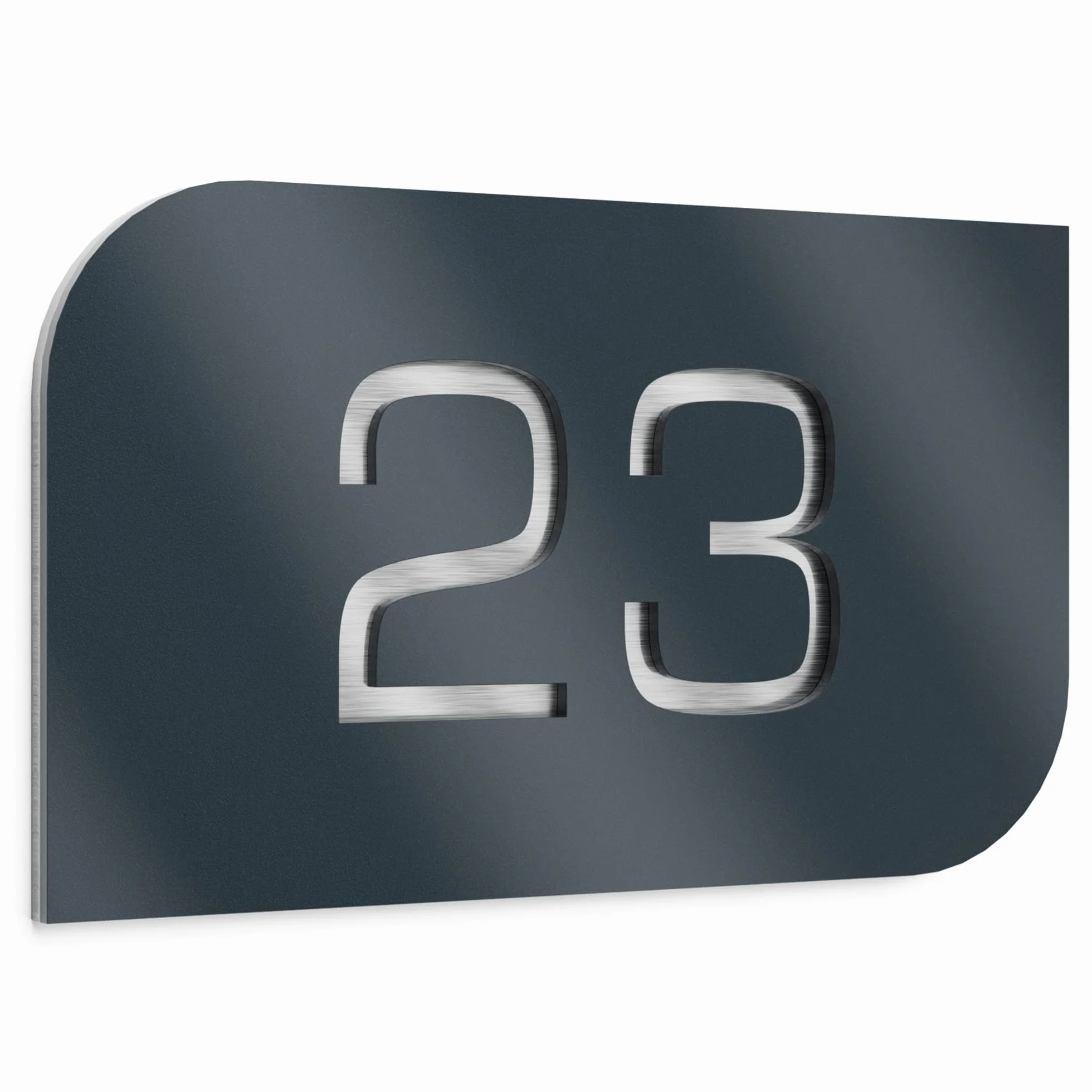 placa de número para exterior – 215x150 mm, acabado antracita RAL 7016, acero inoxidable V2A (AISI 304), personalizable