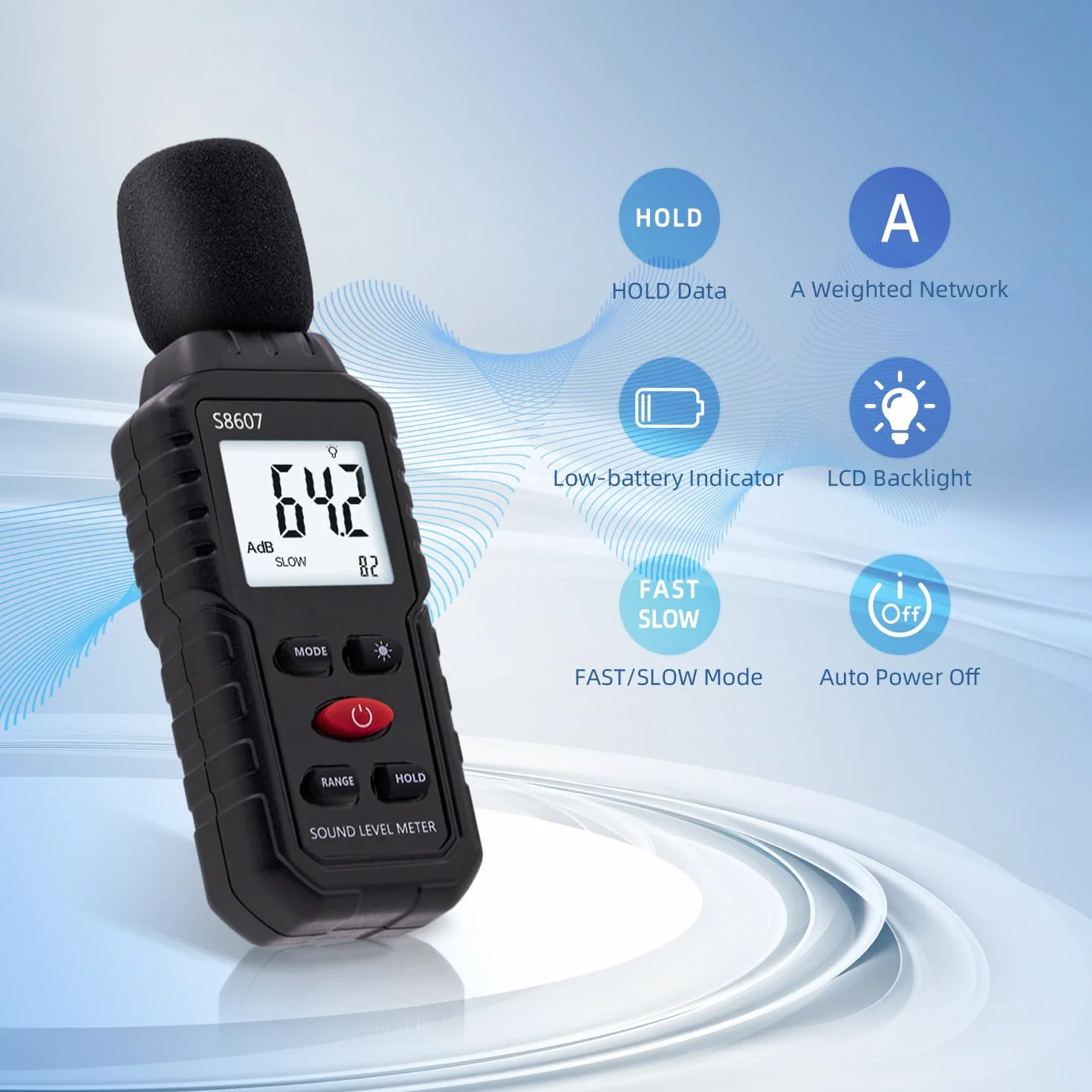 Sonómetro Medidor de Decibelios 30-130 dB Digital Decibelímetro Nivel Sonido