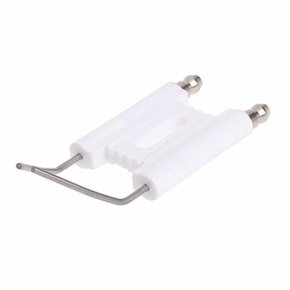 Electrodo de Encendido de Chispa de cerámica de Doble Varilla, máquina de combustión, Estufa de Gas y Combustible, electrodo de Encendido, Blanco + Plata