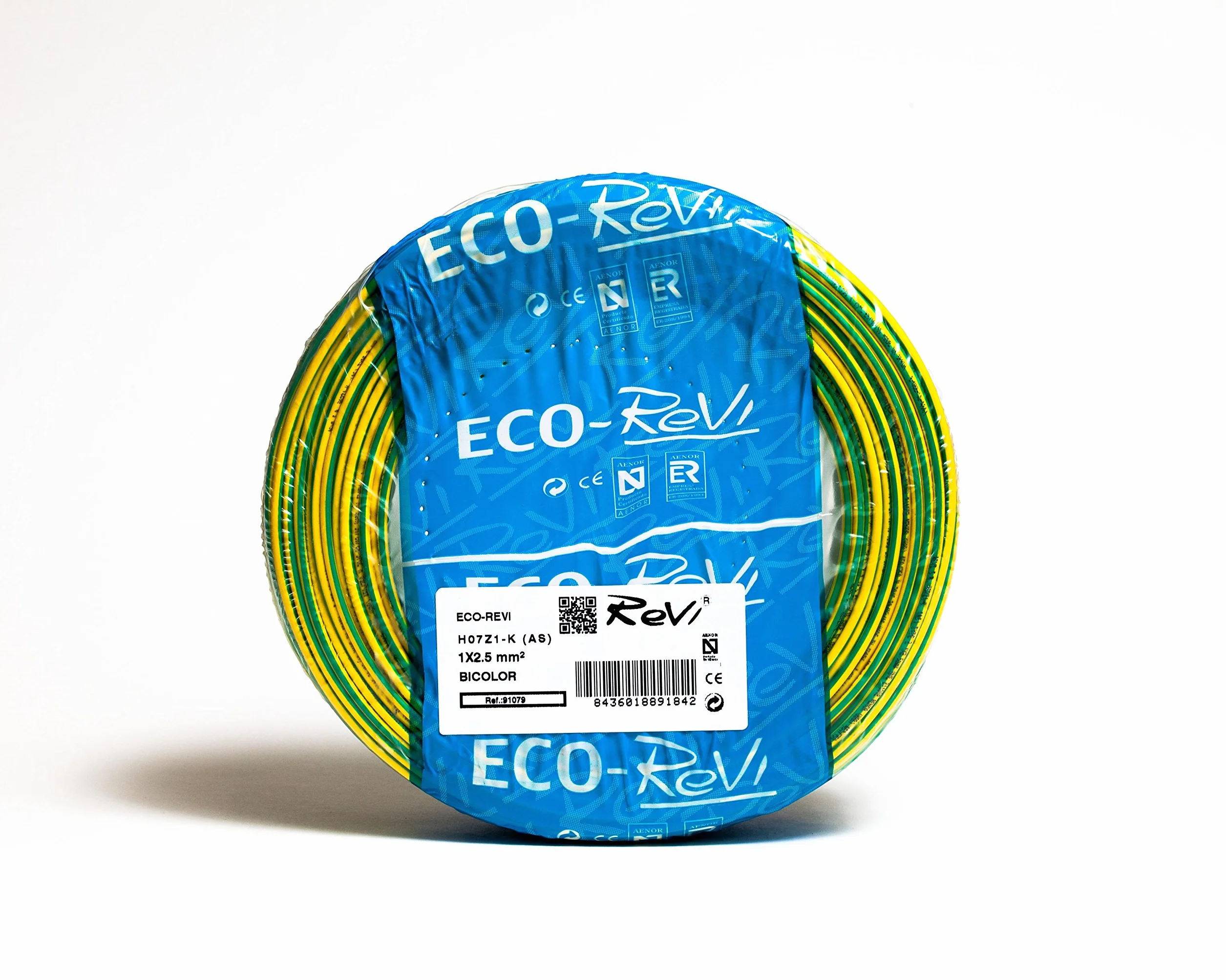 Cable FLEXIBLE LSZH (LIbre de Halógenos) H07Z1-K(AS) 1 x 2,5 mm² 25 m (Bicolor (Amarillo/Verde))