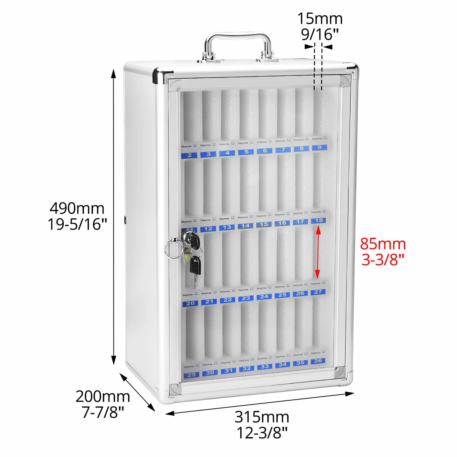 QWORK gabinete de almacenamiento para teléfono celular 36 ranuras montaje en mesa y pared caja fuerte con cerradura de seguridad
