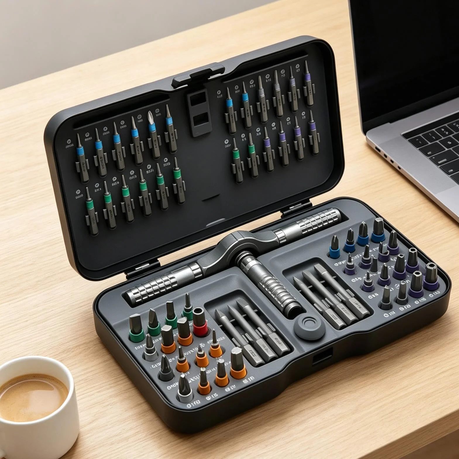 Set Destornillador Magnético De Carraca 66 Puntas Precisión Ergonómicas | Con Estuche y Destornillador Carraca Magnético para Reparación Eléctrica Computadora Bricolaje Modelismo Teléfono