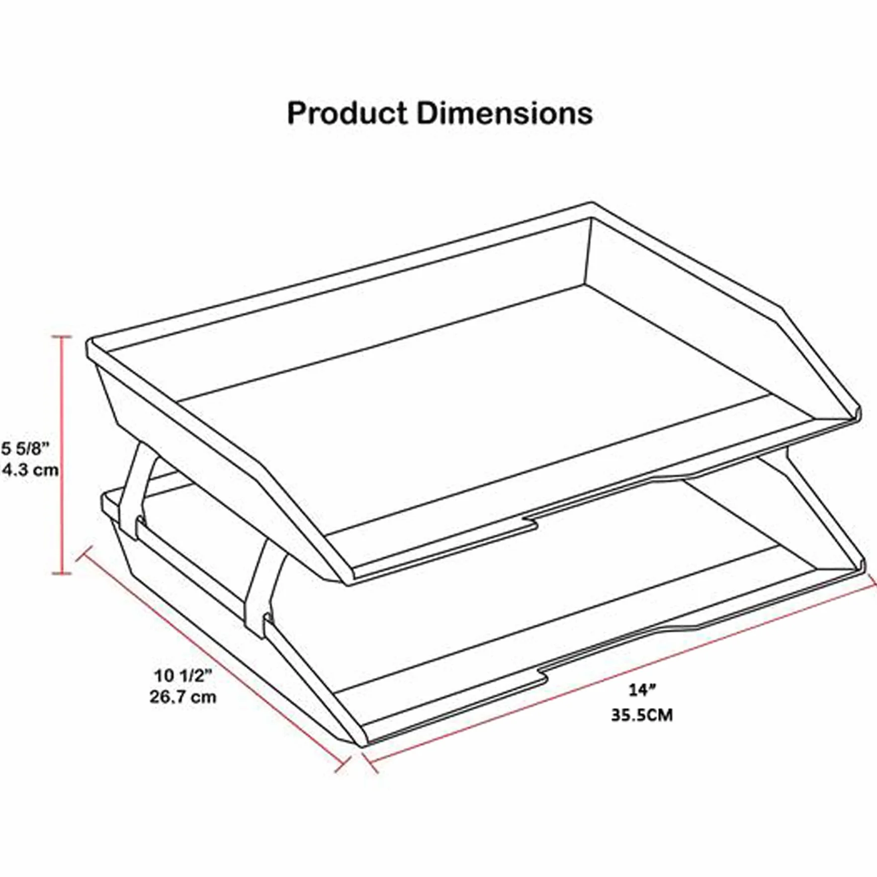 Acrimet Bandeja de 2 Niveles para Cartas Carga Lateral A4, Organizador de Archivos de Escritorio, Plástico Blanco