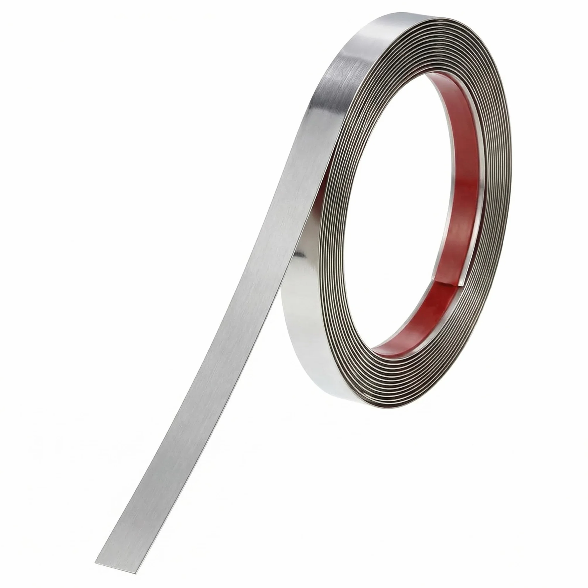 QWORK® Cepillado de metal 5 m x 1 cm, moldura de pared de acero inoxidable autoadhesiva