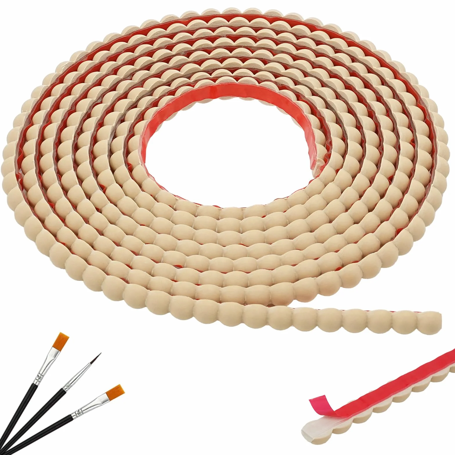6m Moldura Decorativa de Perlas Adhesiva Flexible de PVC para Decoración del Hogar, Marcos de Espejo, Bordes de Muebles, Puertas y Ventanas (Color madera, 10mm)