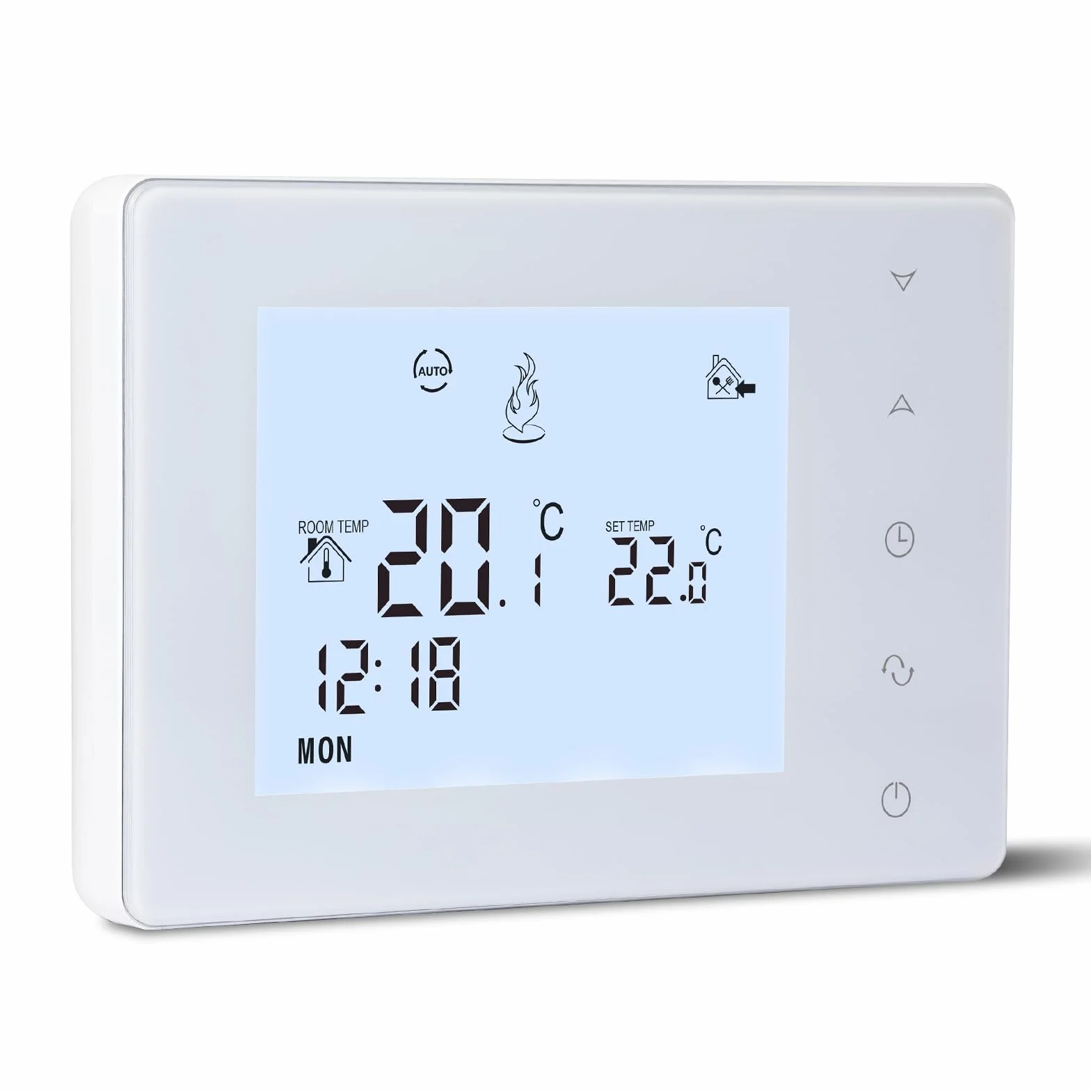 Beok - Termostato para caldera de gas de 2 cables, termostato de pared, termostatos programables con cable, termostatos de ambiente, alimentación por pilas 2 AA, sin función WiFi, batería no incluida
