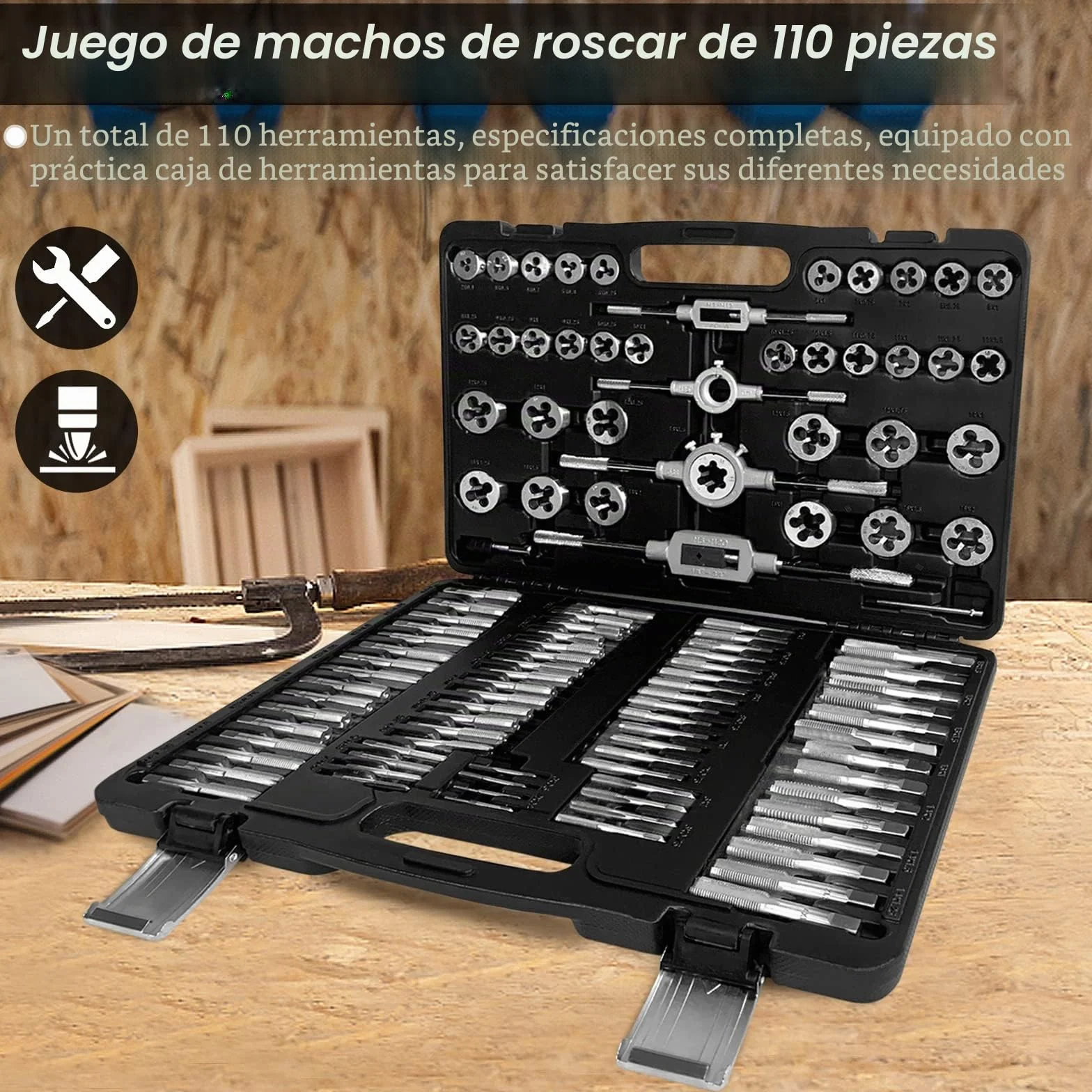 LARS360 Set de Herramientas de Roscado 31-110 Piezas - Juego de Roscar, Rosca Fina, Cortador de Roscas y Brocas