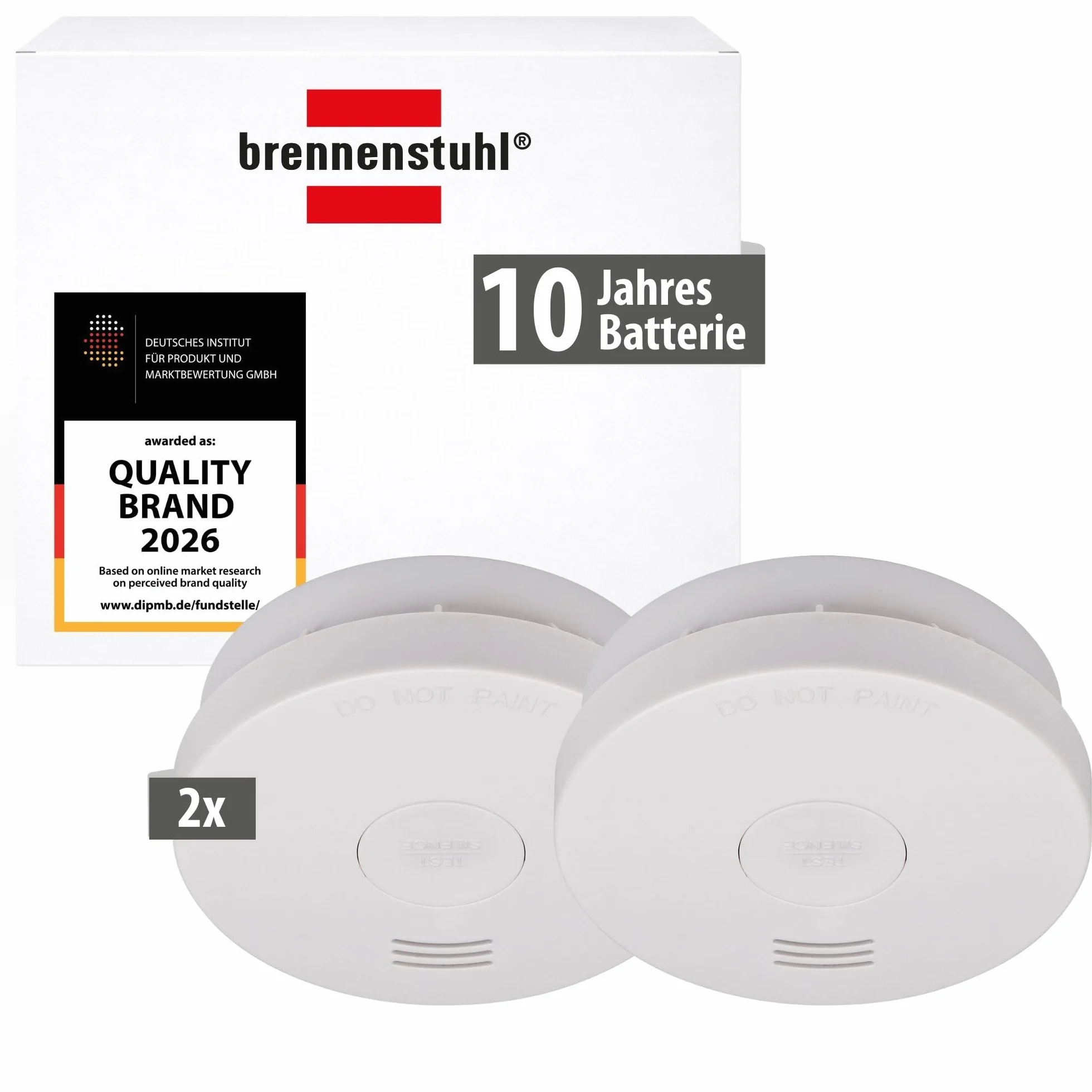 Brennenstuhl detectores de Humo Set, 2X RM L 3100 con batería integrada (Probado y Certificado según VDS DIN EN 14604) Blanco