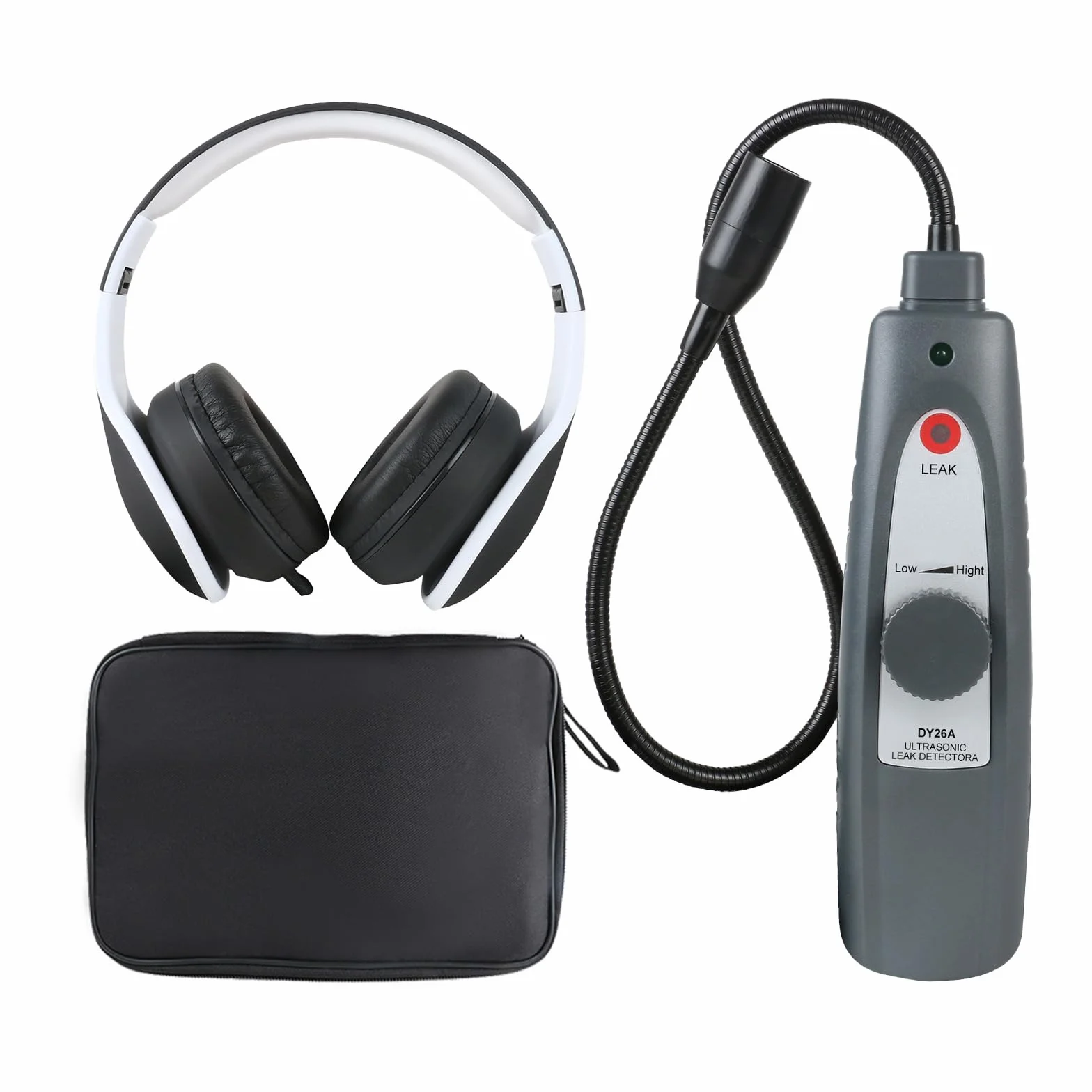 Detector de Fugas ultrasónico, Herramientas de detección de Fugas Detector de Fugas de Aire de 40 KHz ± 2 KHz Buscador de Ruido automotriz con Auriculares Sensor Sensible de sonda de 420 mm