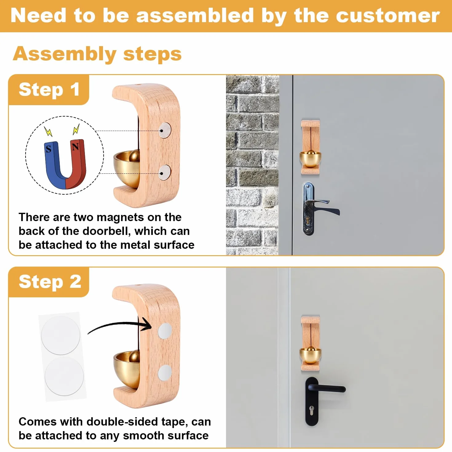 Timbre Magnético para Puertas, Diseño Simple, Fácil de Usar para Cafeterías y Tiendas
