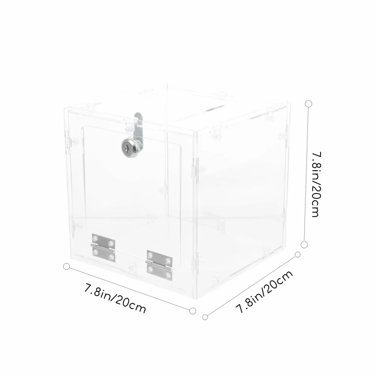 Caja De Donación Acrílica Transparente Con Cerradura Y Ranura 7.87x7.87x7.87 Pulgadas Para Eventos Recaudación De Fondos