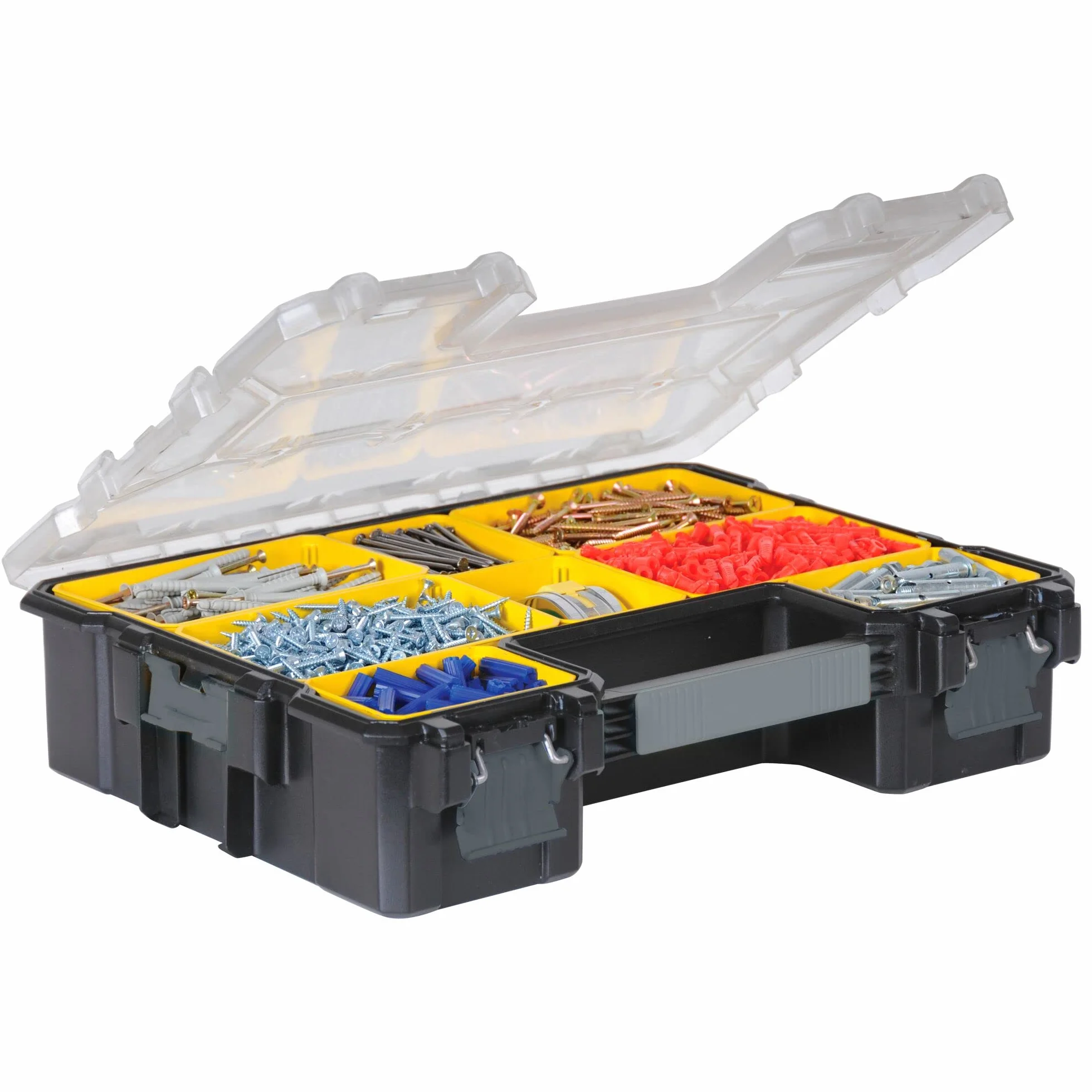 Stanley Caja de almacenamiento FatMax (44,29 cm x 35,60 cm x 11,00 cm, compartimentos profundos, cierres de plástico robustos, cajas extraíbles, tapa resistente a arañazos y golpes) 1-97-521
