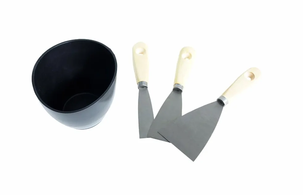 Juego de enlucido de masilla con cuenco y espátulas de 2,5/4,5/7,5 cm