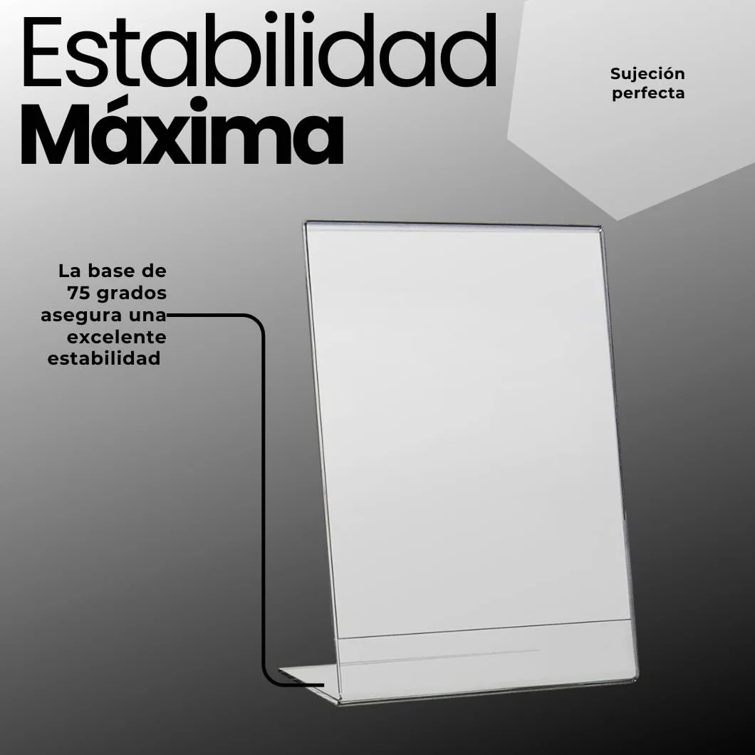 Expositor metacrilato transparente A5 pack 3 unidades soporte sobremesa display acrílico vertical