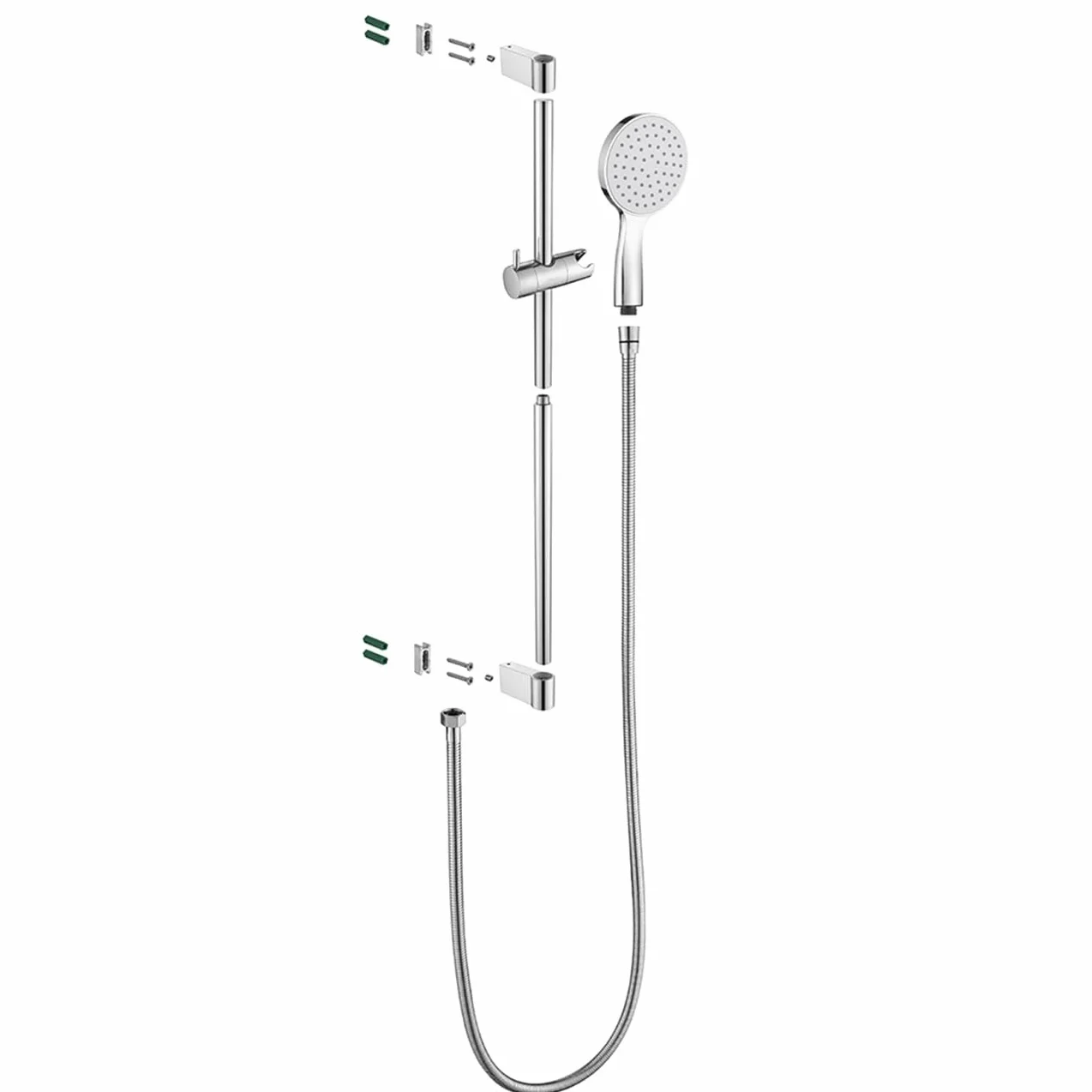ONECE Barra de Ducha Acero Inoxidable 75 cm, Columna Ducha Sin Grifo | Lnstalación Ajustable, Soporte de Cabezal de Ducha Ajustable, Ducha de Mano y Manguera, Cromo