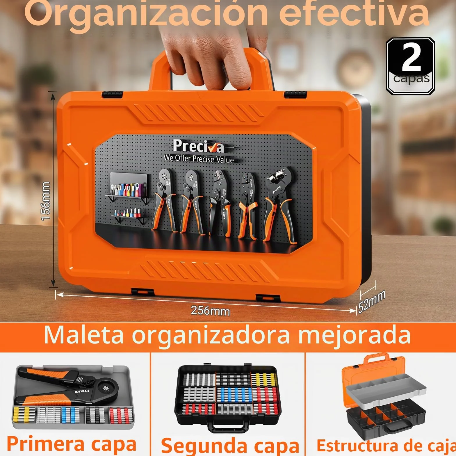 Preciva Crimpadora Terminales Electricos 0,08-16 mm² con 1500 casquillos, Juego de alicates de corte, ajustables, para la industria, Alicates de corte bricolaje