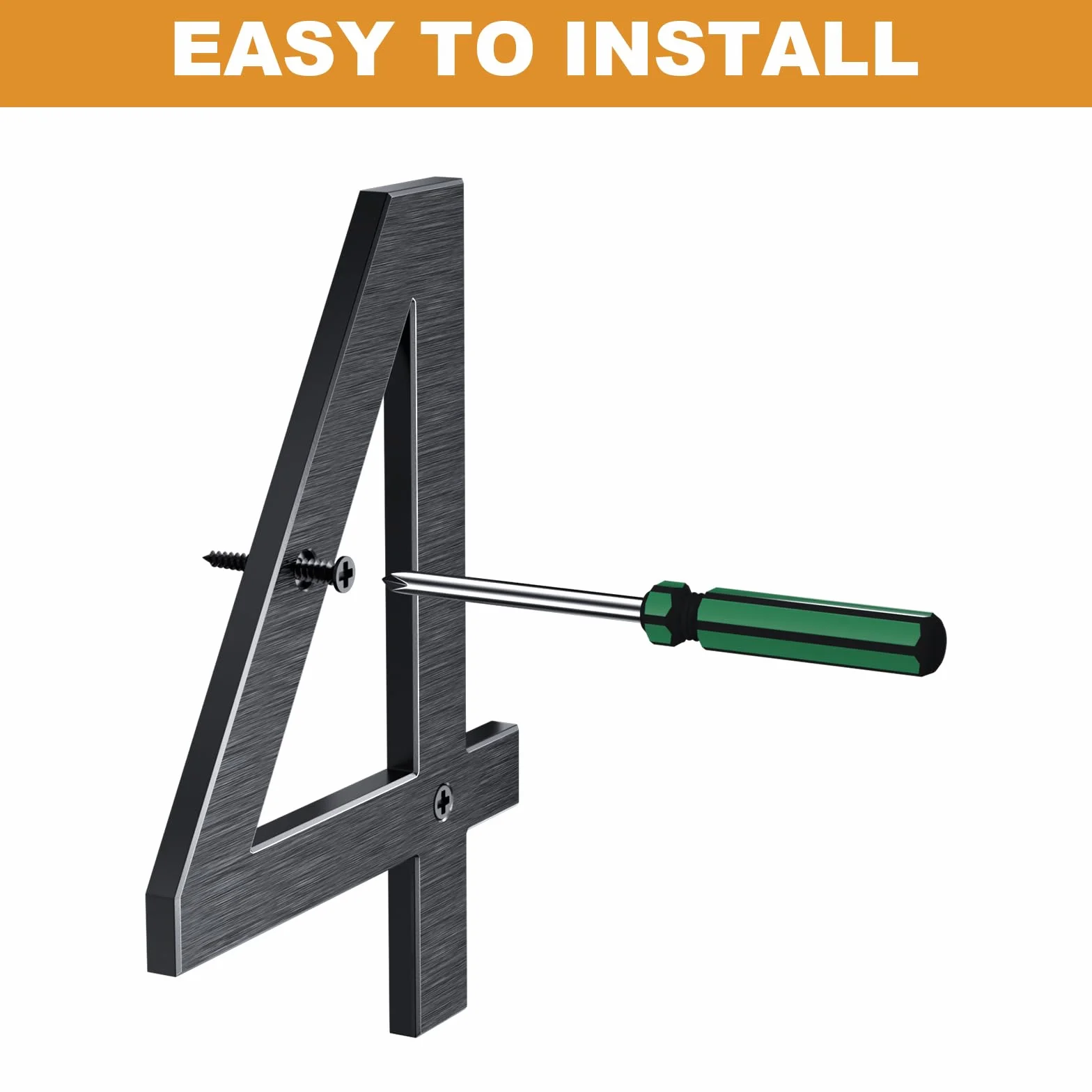 Número de casa exterior negro 20 cm – En aluminio macizo con acabado cepillado, instalación con tornillos y efecto flotante 3D – Para pared, fachada, valla, garaje (1)