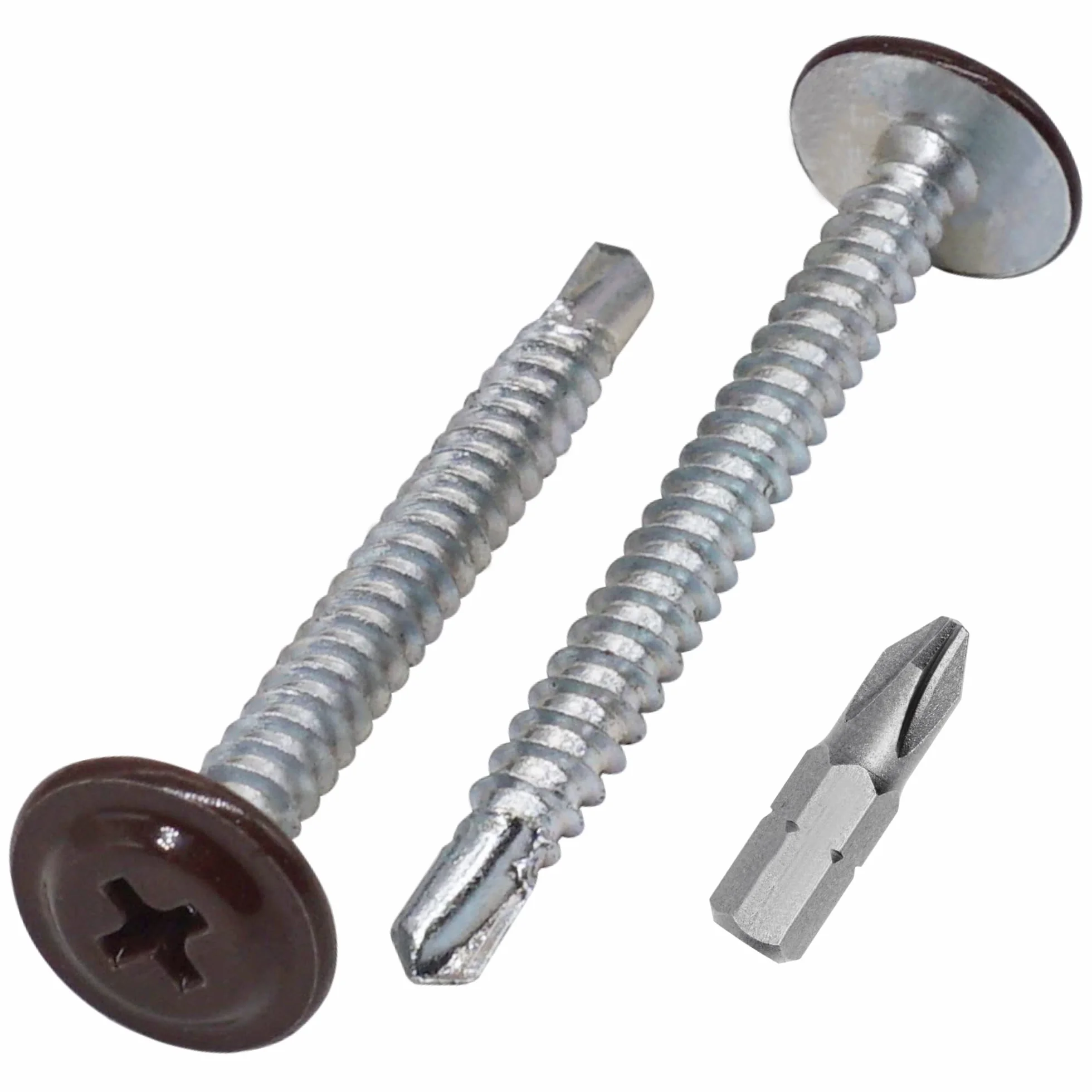 SKIR'CO (150 piezas) Tornillos autotaladrantes pintados 4,2 x 40 mm, Tornillo para chapa, cabeza PH (Marrón Chocolate RAL 8017)