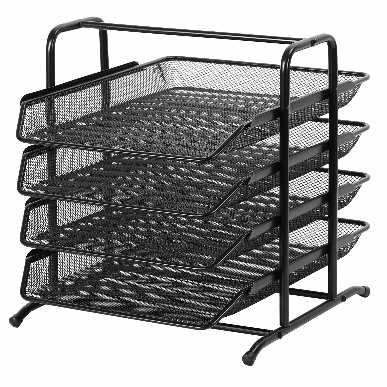 EasyPAG 4-poziomowy metalowy organizer biurkowy na dokumenty A4, czarny