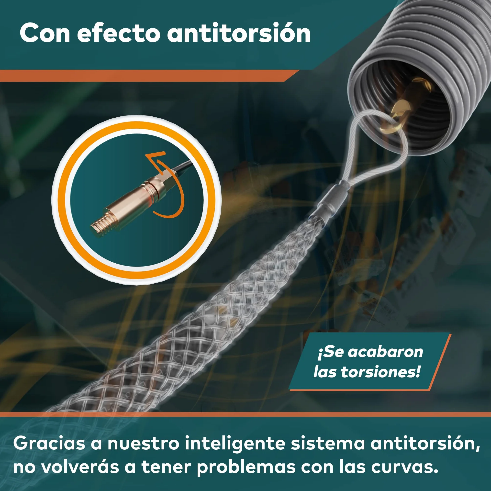 La sofisticada guia pasacables 30 M para tubos huecos de FAIRMO - Guia pasacables profesional PET de 4 mm incl. 5 cabezales - Guía pasacables resistente - Para trabajar eficazmente