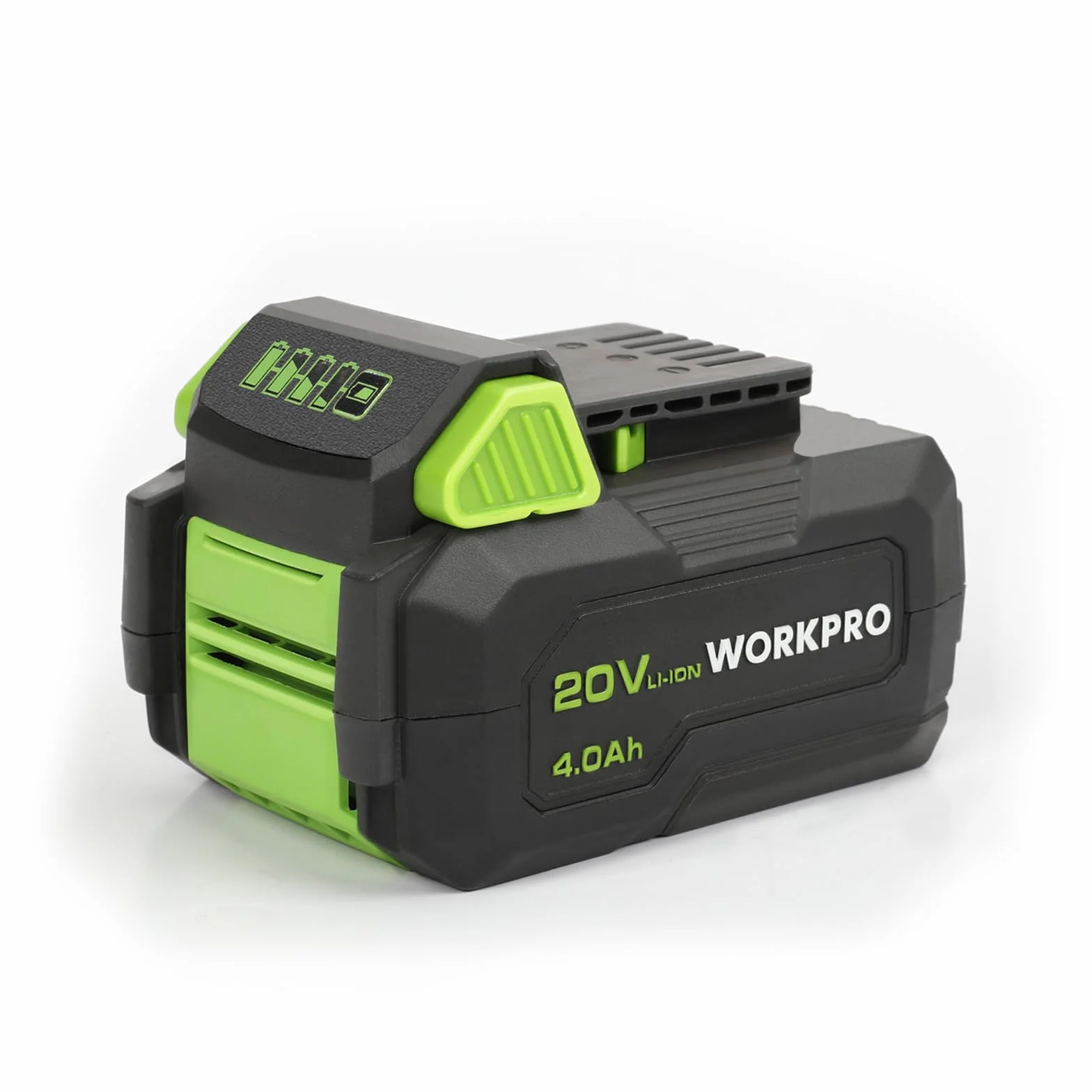 WORKPRO Batería Litio 20V 4,0Ah Sin Efecto Memoria Compatible | Mayor Capacidad para Trabajos Prolongados, Diseño Compacto y Protección Eficiente para Uso Continuo