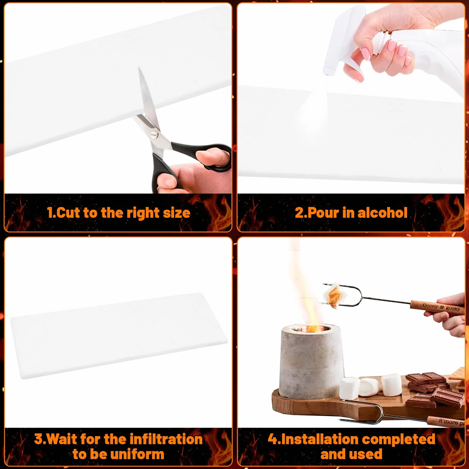 Lana de Cerámica para Bioetanol, 6 Piezas Fibra Cerámica Recortable para Chimeneas, Esponja para Quemador de Etanol/Gel, 30x10x1.3cm (12"x4"x0.5") Blanco