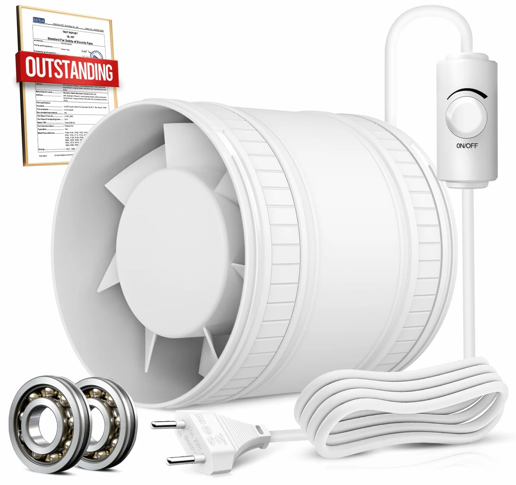 Extractor de Aire en Línea 100 mm Velocidad Ajustable Protección Sobrecalentamiento