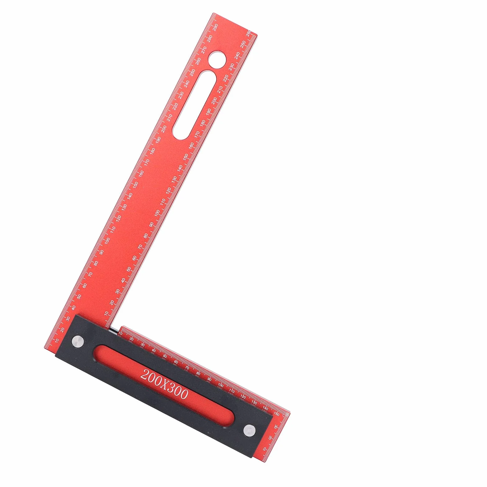 Escuadra de carpintería de 300 x 200 mm, escuadra de aluminio en forma de L para enmarcar, escuadra de carpintero de 90 grados con valla de tope, escuadra ligera anodizada de ángul