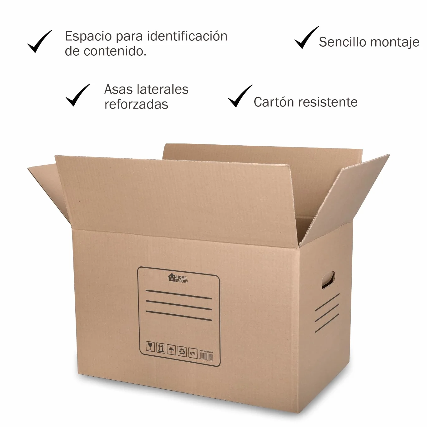 MERCURY Cajas de mudanza y almacenaje Ultra Resistentes 10 Pack 50x30x30CM 45 Litros con Asas