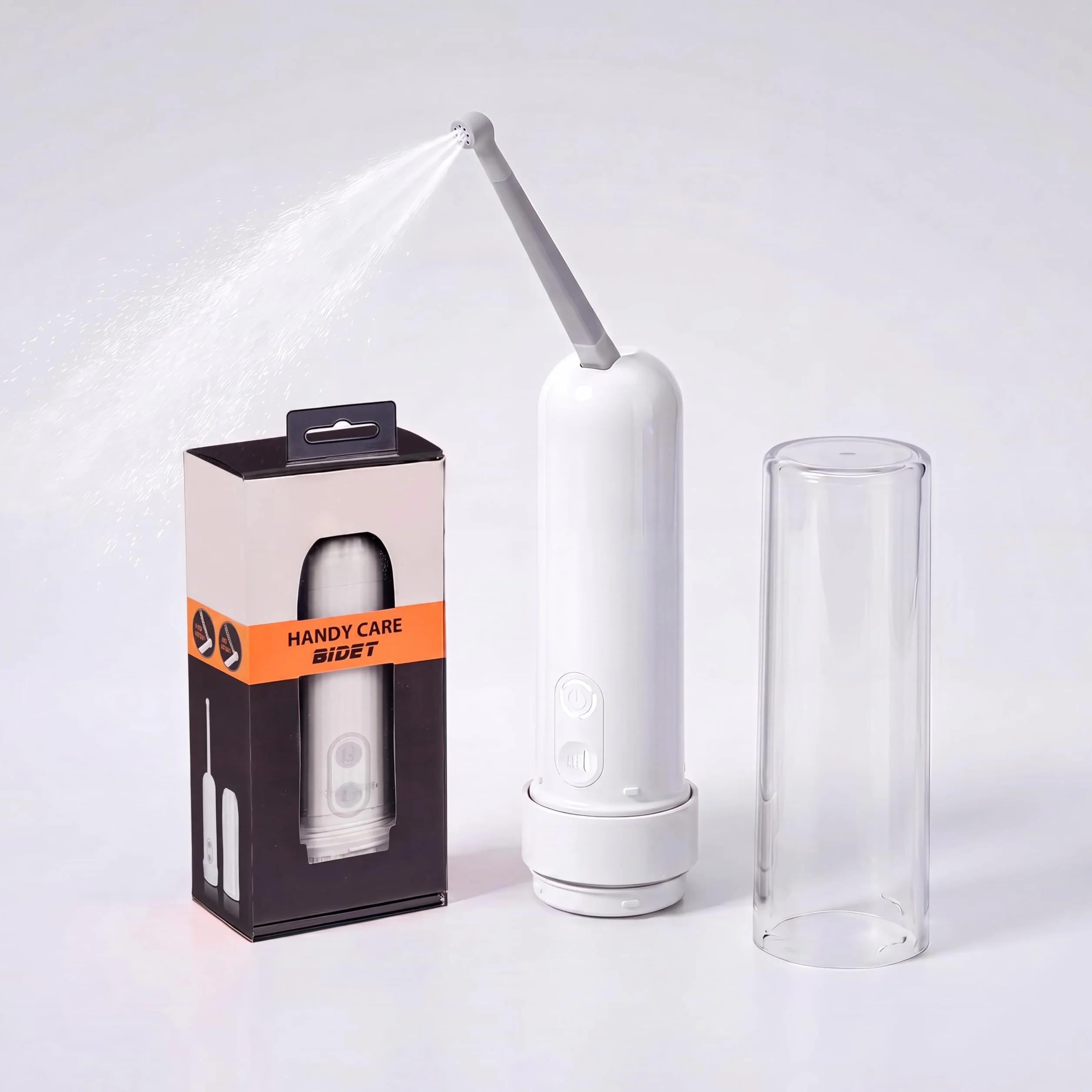 OHAANYY Bidé Viaje Eléctrico Ducha Portátil Pilas Higiene Íntima IPX7 180ml | Pulverizador higiénico móvil, botella lavado manual acampada, irrigador perianal suave, boquilla rotatoria regular