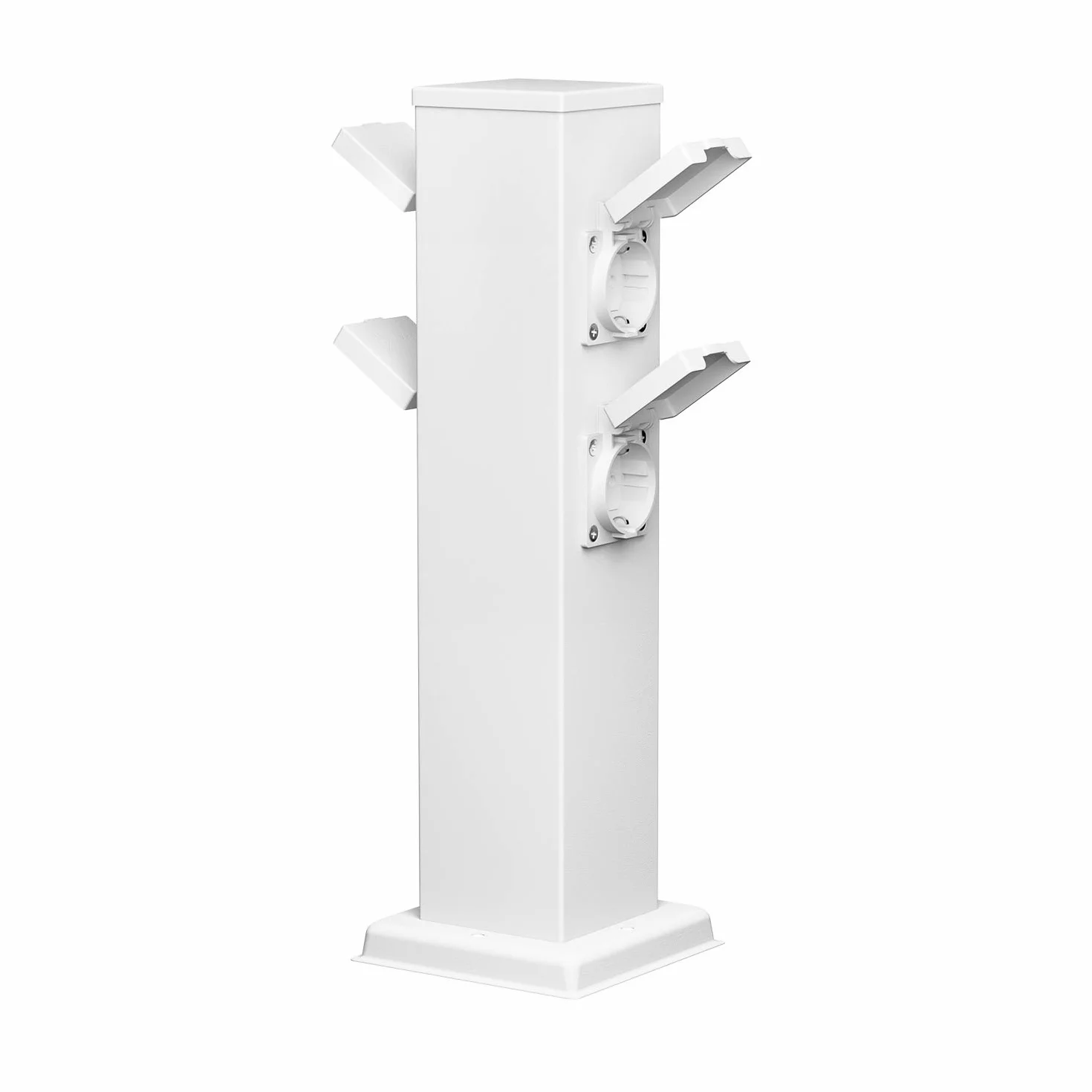 ledscom.de Zócalo de jardín Columna Polly para Exterior, IP44, 4 vías, Acero Inoxidable, Blanco, Cuadrado, 40 cm