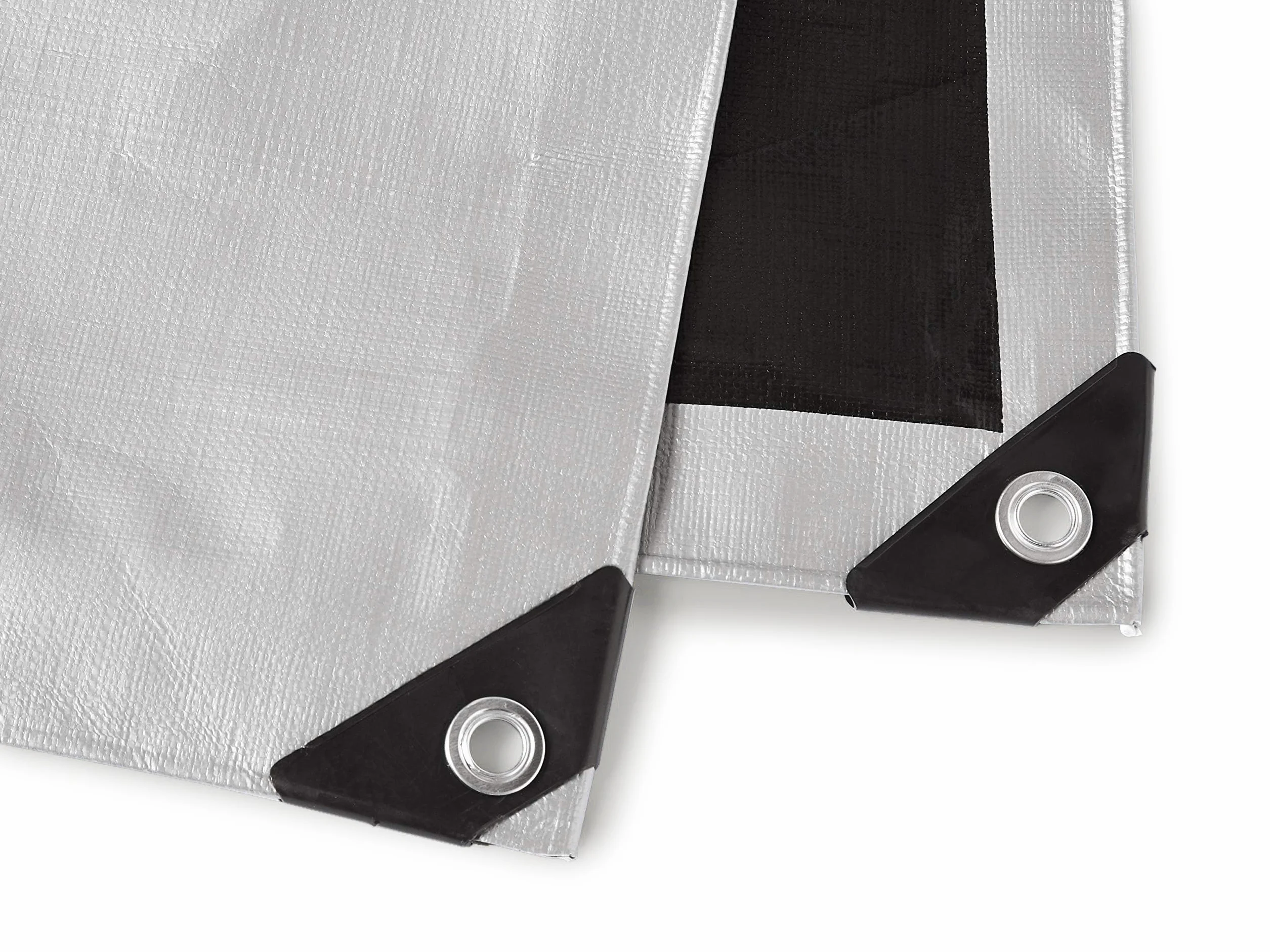 Amazon Basics Lona de poliéster multiusos A prueba de agua, Pack de 1 unidad, 3.6 x 6 m, 0.4 mm de espesor, 6kg, Plateado Y Negro