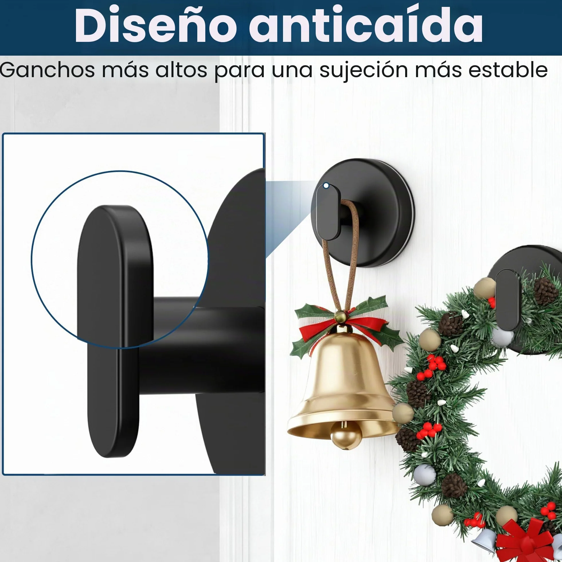 pickpiff Ganchos de ventosa ducha: Colgador extra fuerte de 6,8 kg para baño, cocina, puerta, espejo, azulejos, vidrio – Para toallas, esponjas, abrigos, batas –,negro mate, paquete de 4