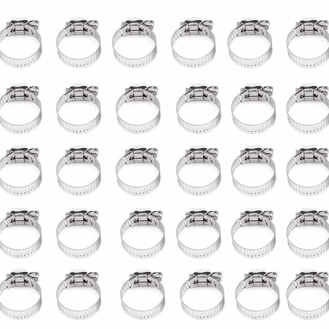30 Piezas 304 Abrazaderas de Manguera Abrazaderas de Manguera Ajustables de16-25 mm para Tuberías de Gas, Agua, Conductos Abrazaderas de Tornillo Sin Fin, Cables, Grifo Doméstico, Fijación de Tuberías