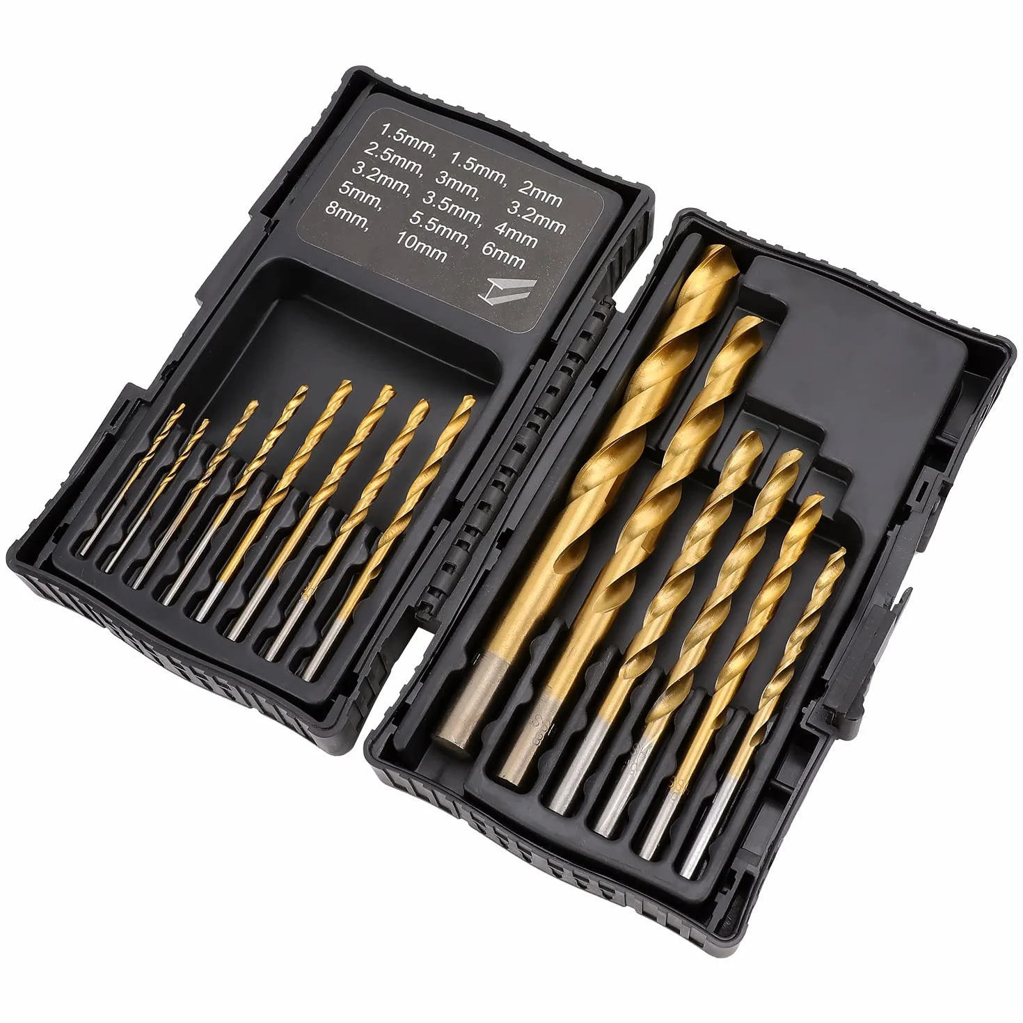 Amazon Basics Juego de brocas de HSS para metal, madera y plástico, 14 piezas, 1,5-10 mm